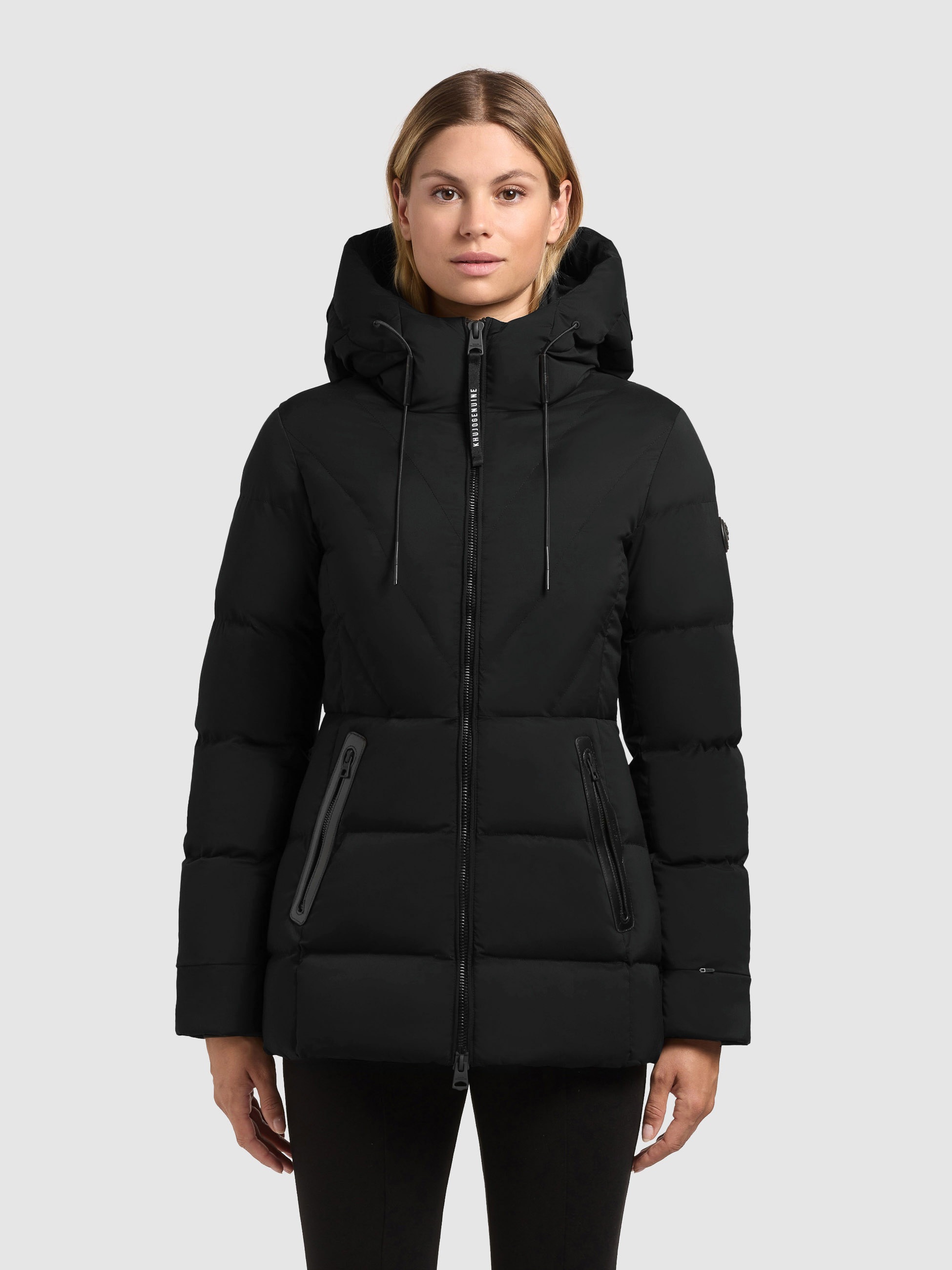 khujo Steppjacke "RABB" mit Kapuze Applikationen aus Lederimitat günstig online kaufen