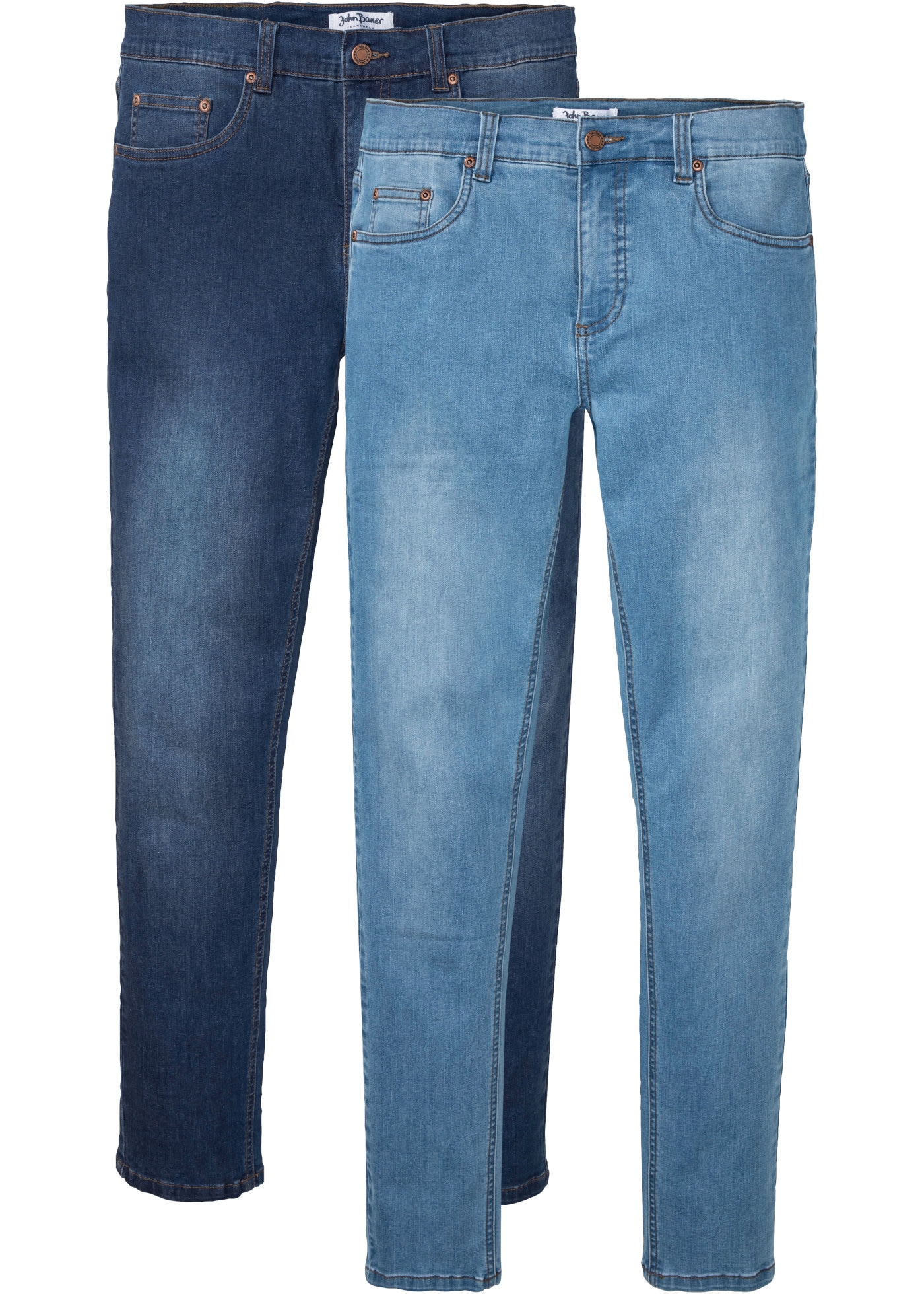 bonprix Slim-fit-Jeans Packung, 2 5-Pocket-Form, super bequeme Stretchqualität
