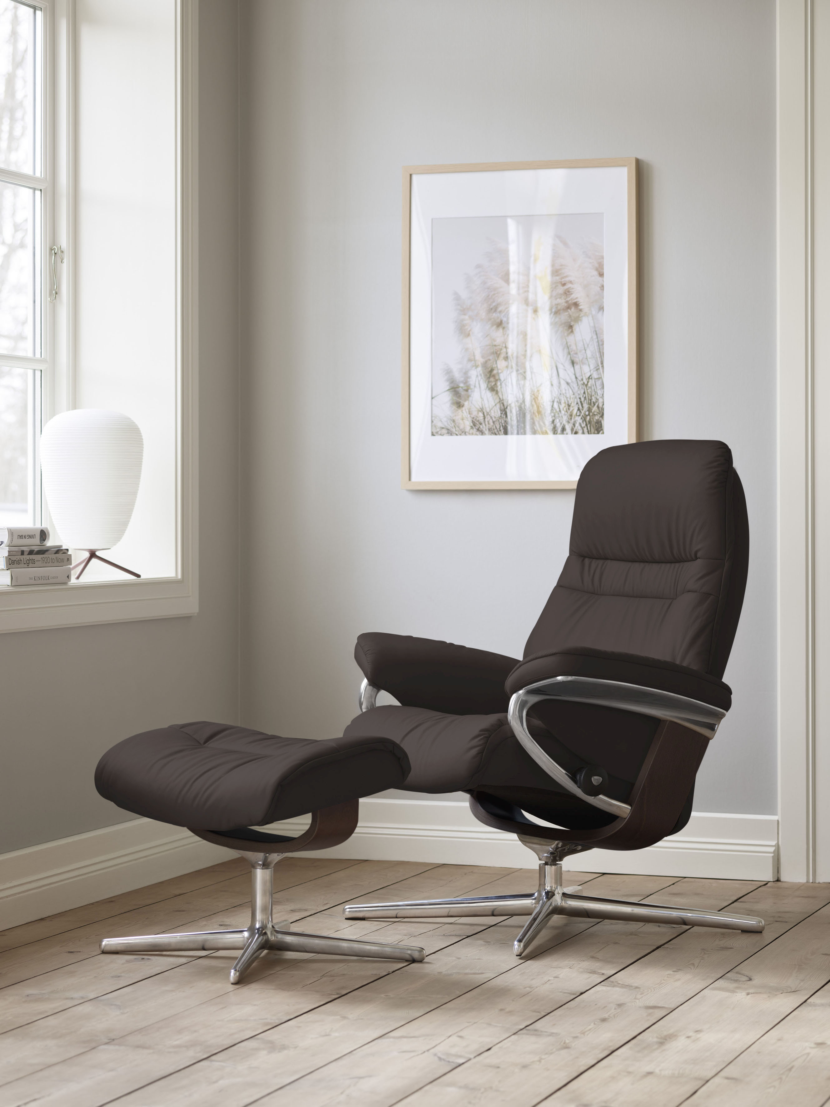 Stressless Relaxsessel "Sunrise" mit Cross Base, Größe S, M & L, Holzakzent Braun