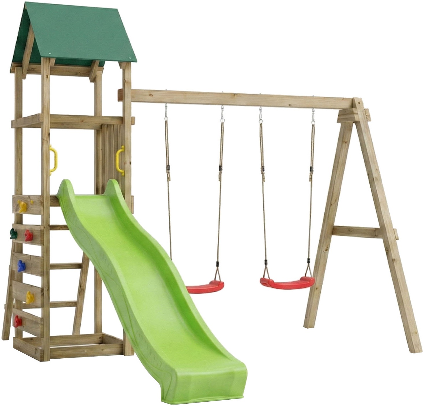 FUNGOO Spielturm »MaxPlay 2.1« mit Rutsche, Doppelschaukel und Kletterwand