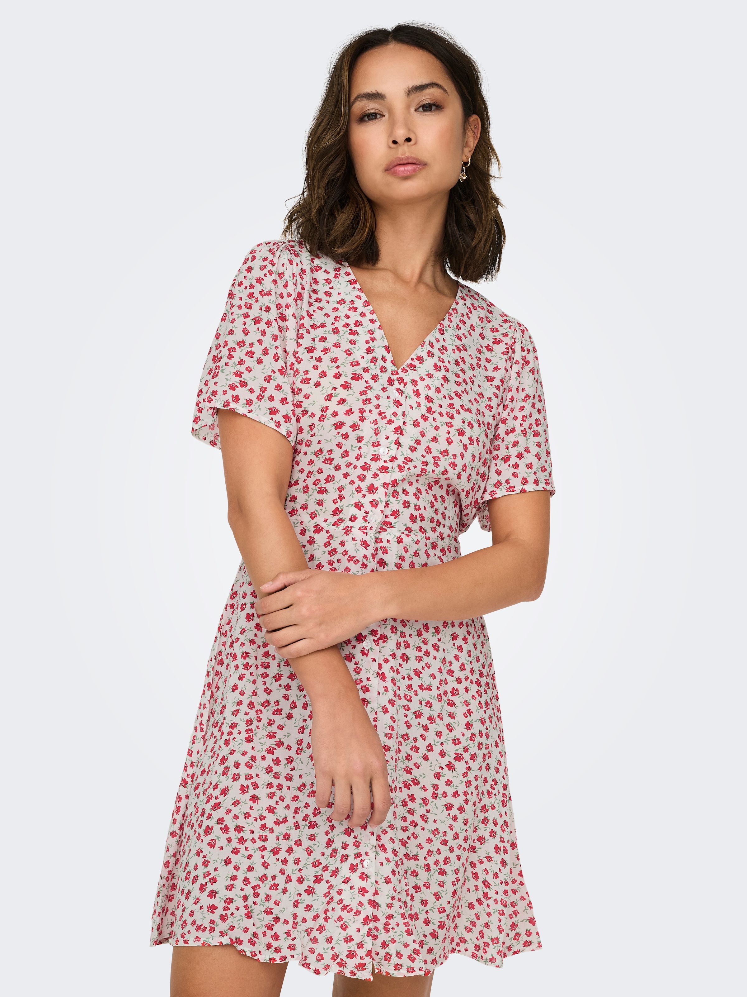 ONLY Minikleid "ONLEVIDA S/S SHORT DRESS WVN NOOS" Viskose, regular fit, V- günstig online kaufen