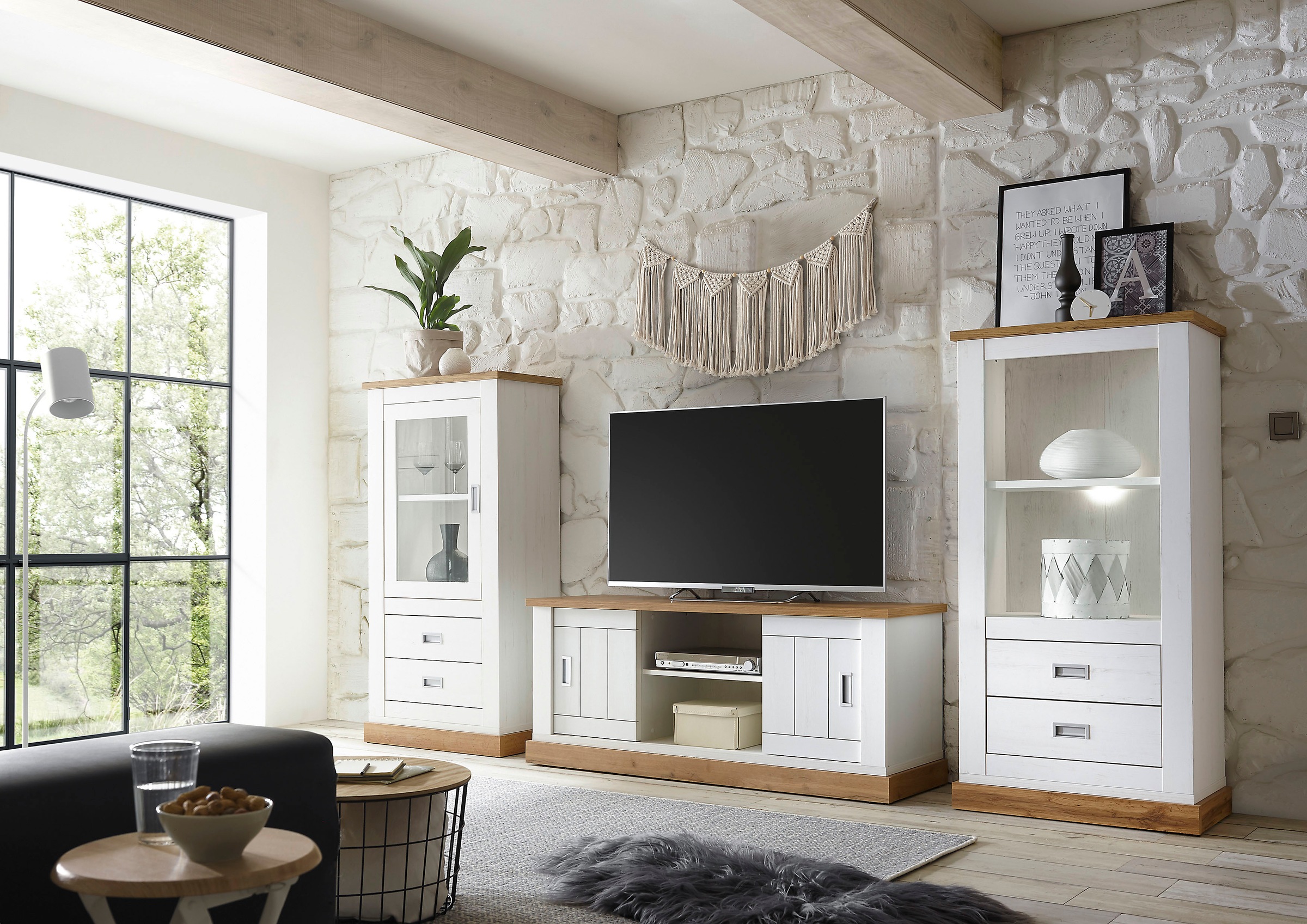 Home affaire Wohnwand "Orlando, moderne Anbauwand, Komplettset im Landhauss günstig online kaufen