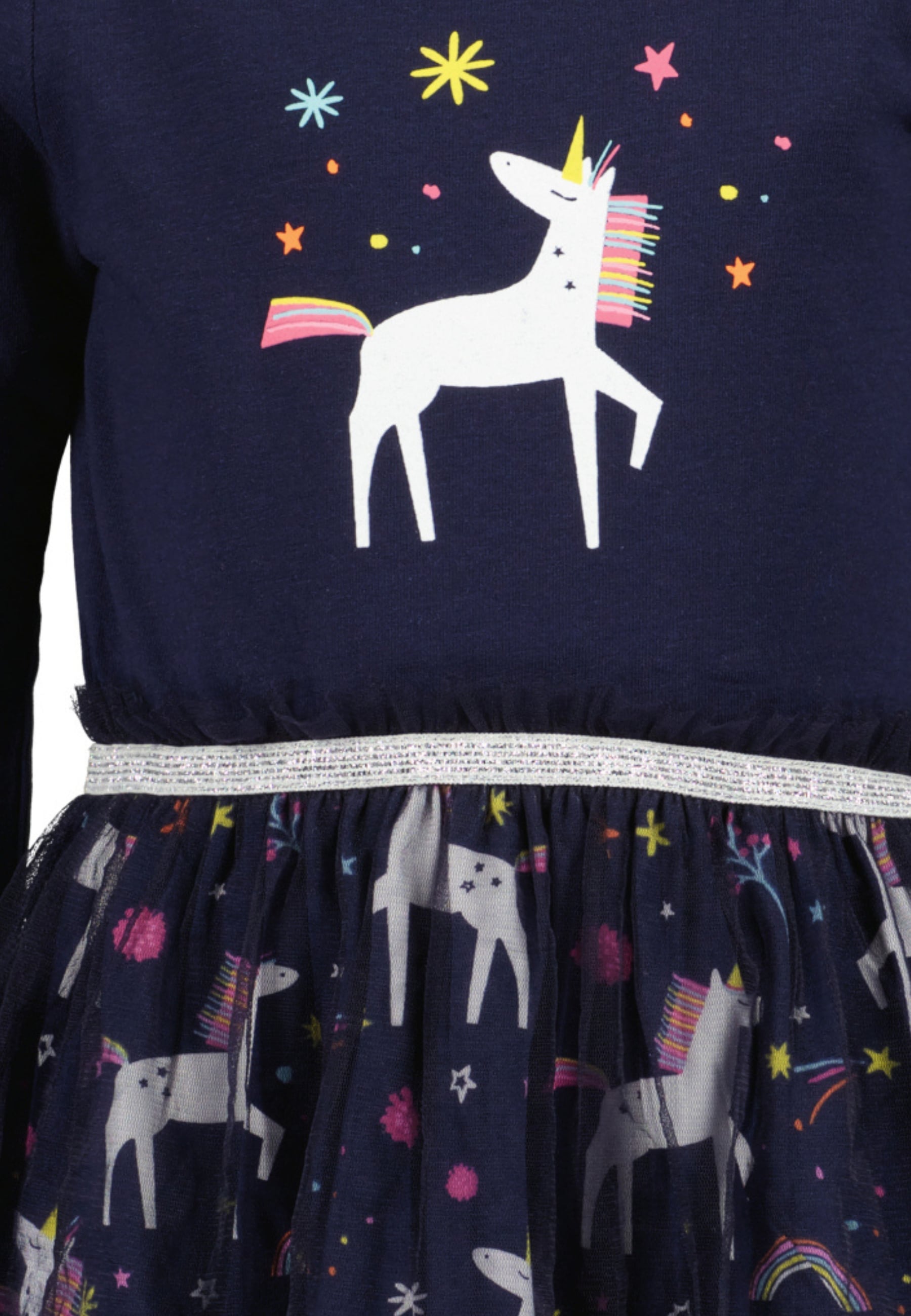 Blue Seven Jerseykleid mit tollen Einhorn-Motiven und Tüll-Überrock
