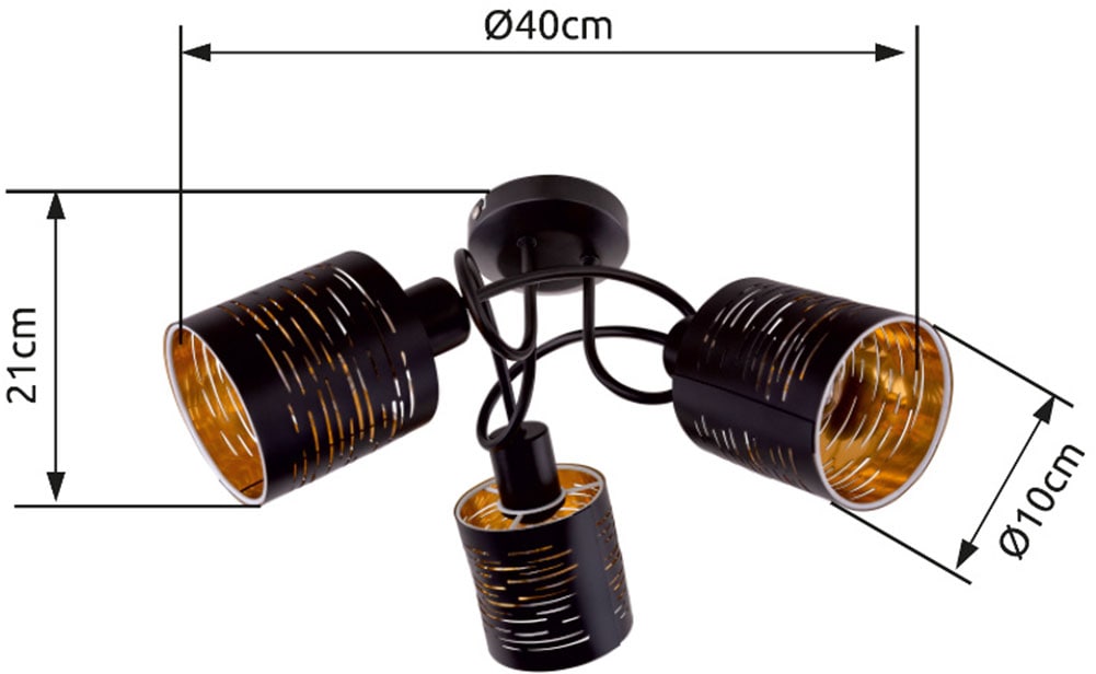 GLOBO LIGHTING Deckenleuchte »TUNNO«, Leuchtmittel E14 | ohne Leuchtmittel, Deckenlampe/goldfarben/Wohnzimmer/Flur/ø: 400mm