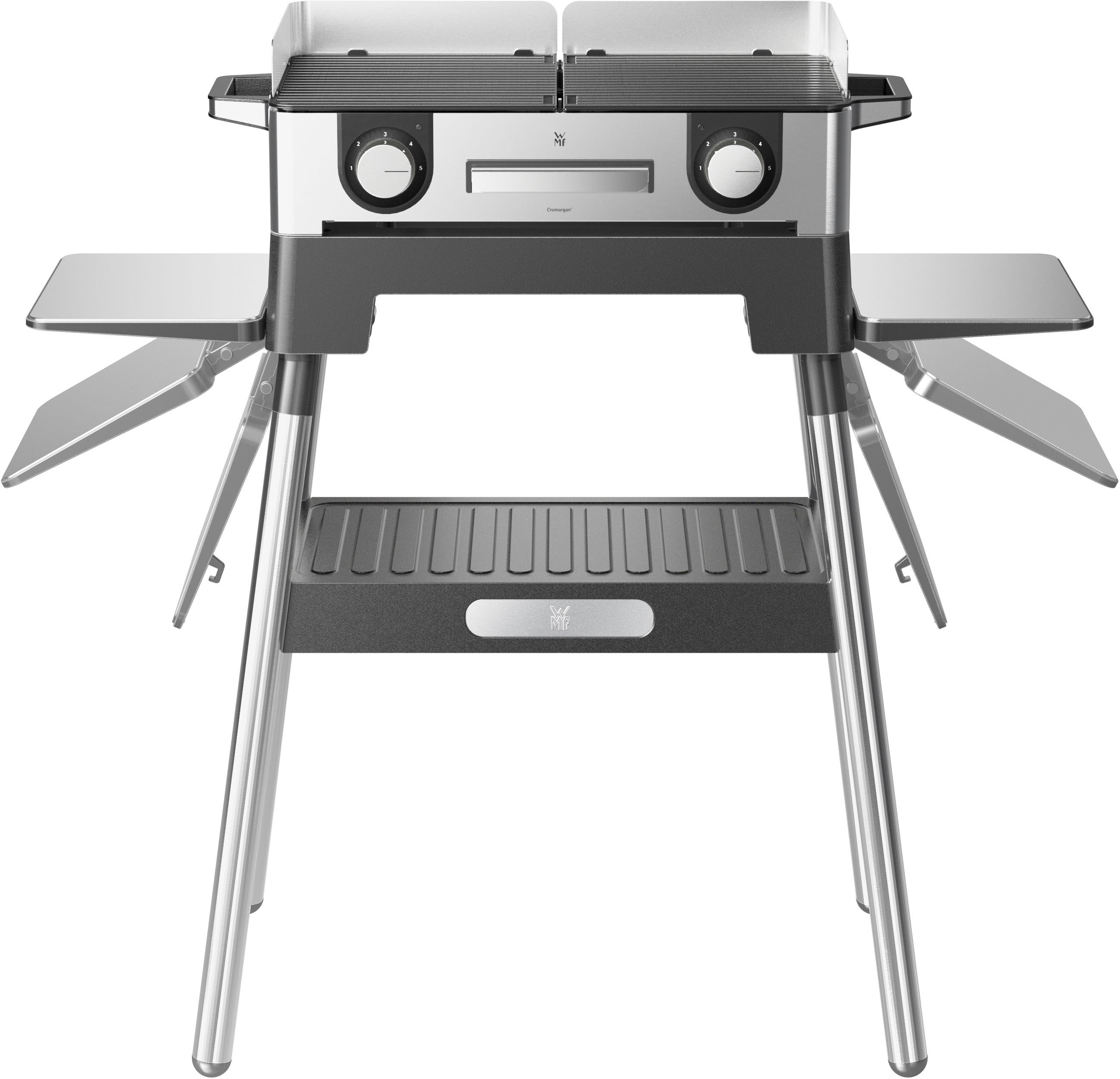 WMF Standgrill "Lono Master, inkl. Standfuß" 2400 W antihaftbeschichtete Aluminium-Gussplatten, Outdoor geeignet