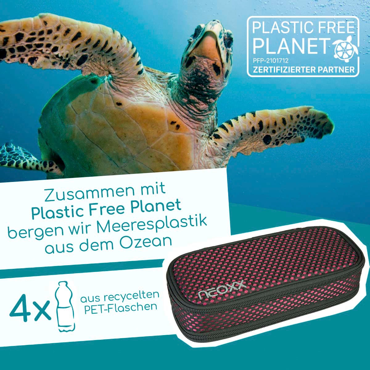 neoxx Schreibgeräteetui »Schlamperbox, Catch, Crazy in Mesh«, aus recycelten PET-Flaschen