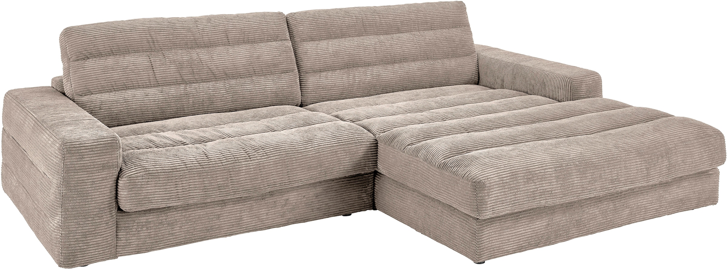 Candy Ecksofa Quersteppung, feiner »Stripes«, Rückenkissen, BAUR 3C Lose Cord-Bezug | mit