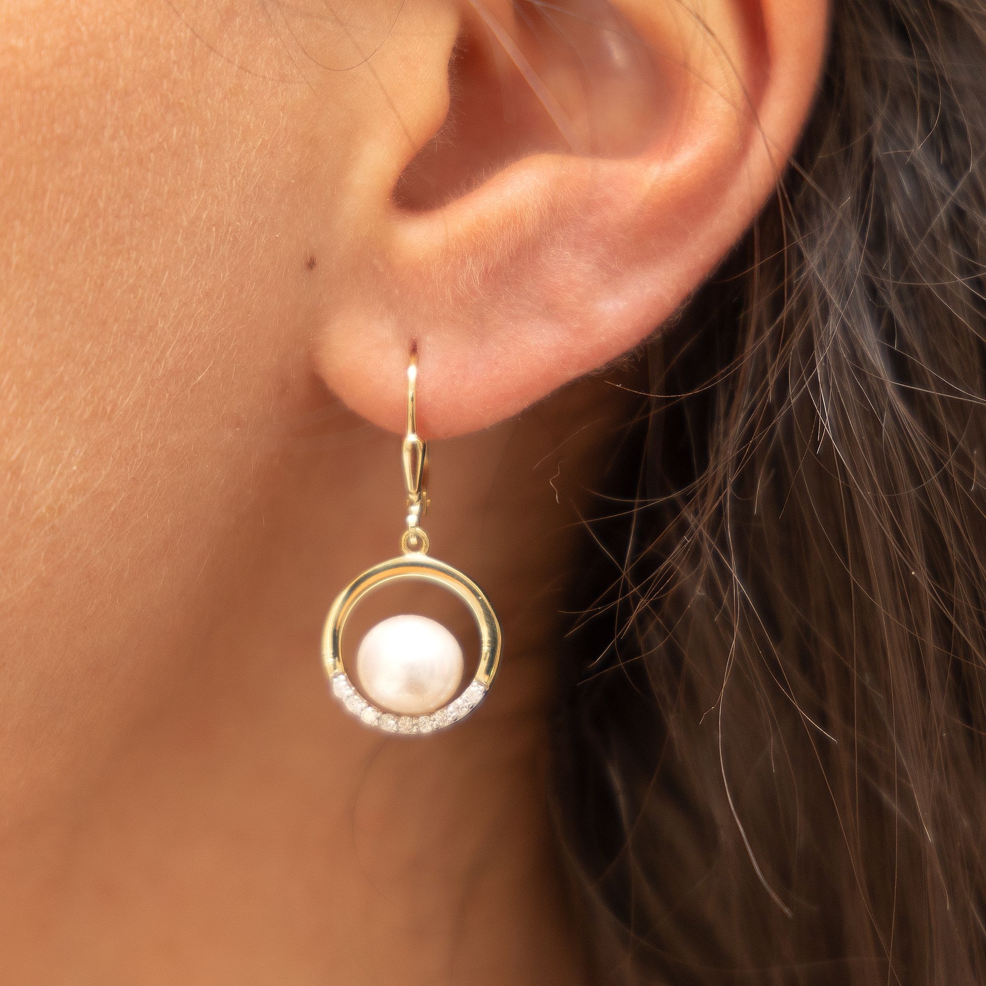 Fascination by Ellen K. Paar Ohrhänger »Gold 375 Perle weiß 8-8,5mm Zirkonia weiß«