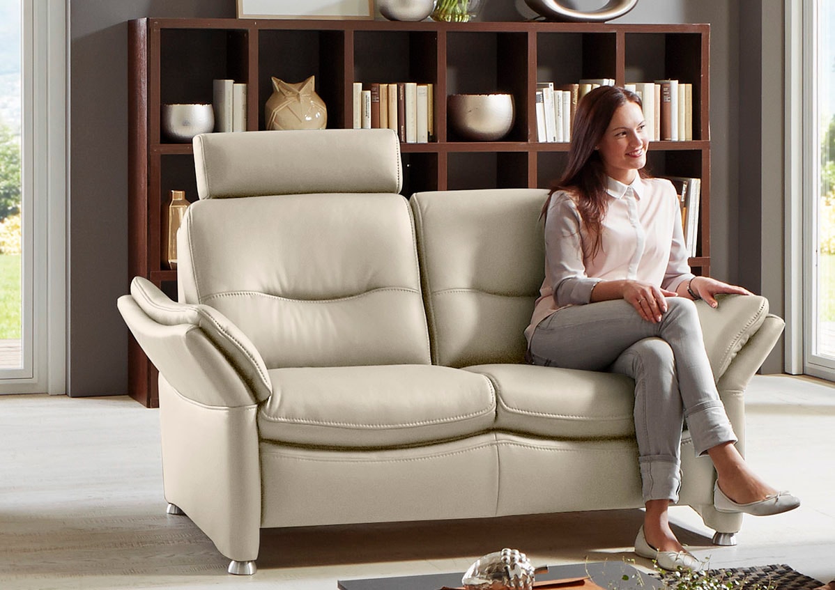 HUKLA 2-Sitzer »HU-SF15058 Ledersofa, Breite 164 cm«, hochwertiges Glattleder, optional mit Kopfstütze