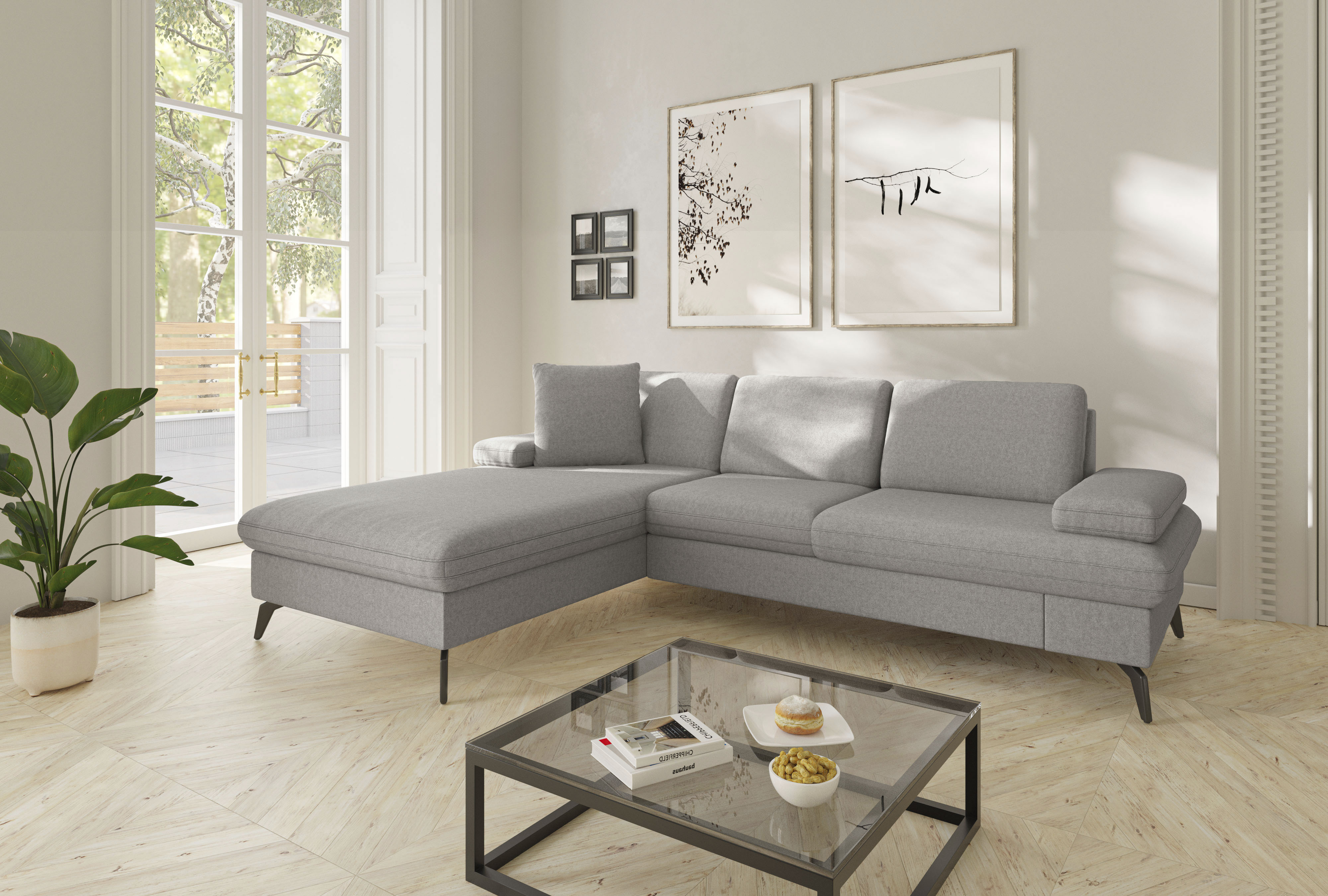 sit&more Ecksofa "Morris Jubi L-Form, B: 247 cm" mit Armteilfunktion & 1 Zierkissen, optional Schlaffunktion
