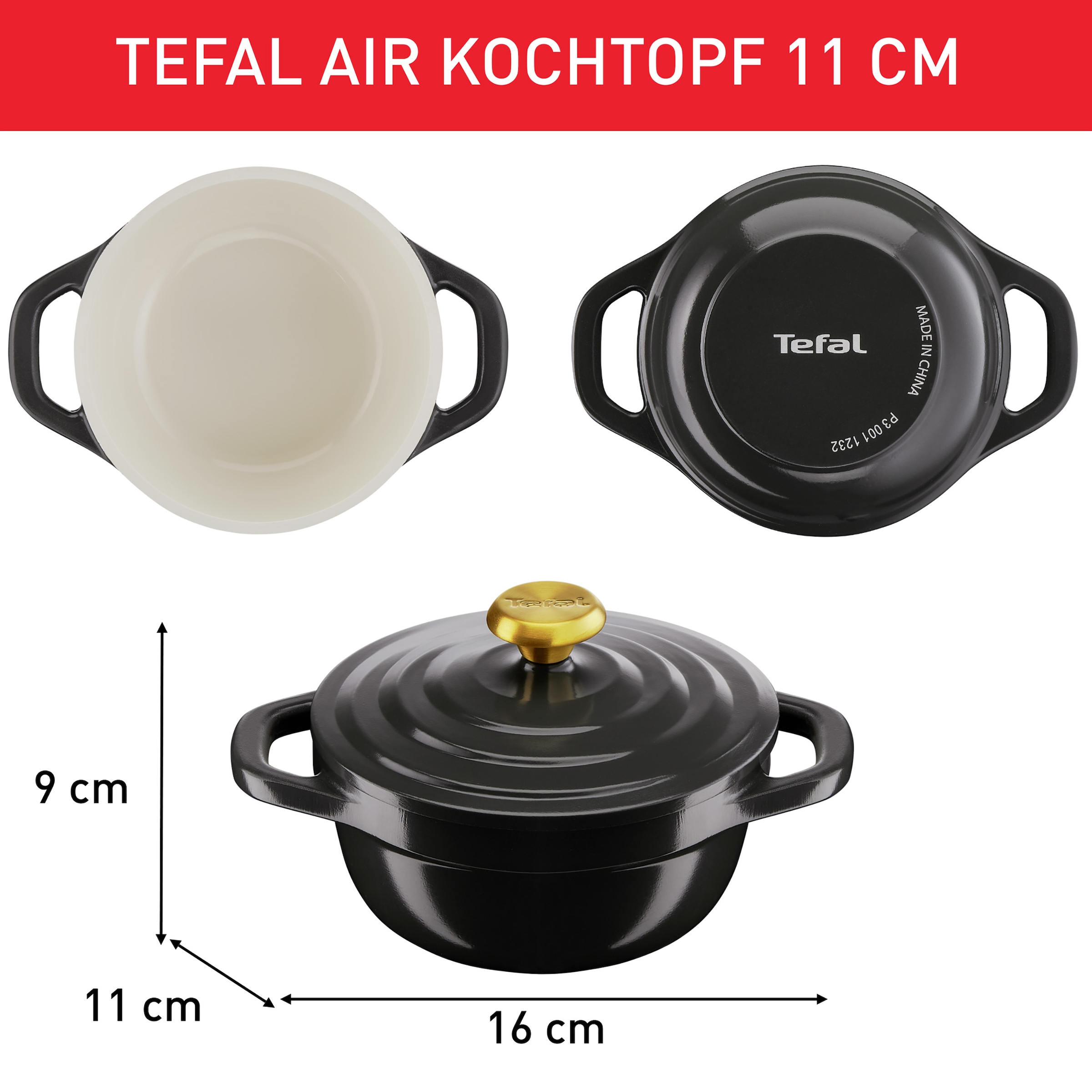 Tefal Topf-Set »Air« Aluminiumguss Set, 4 Stk. tlg. 2-tlg., 11 cm, Keramikversiegelung, Kondensationsdeckel, backofenfest