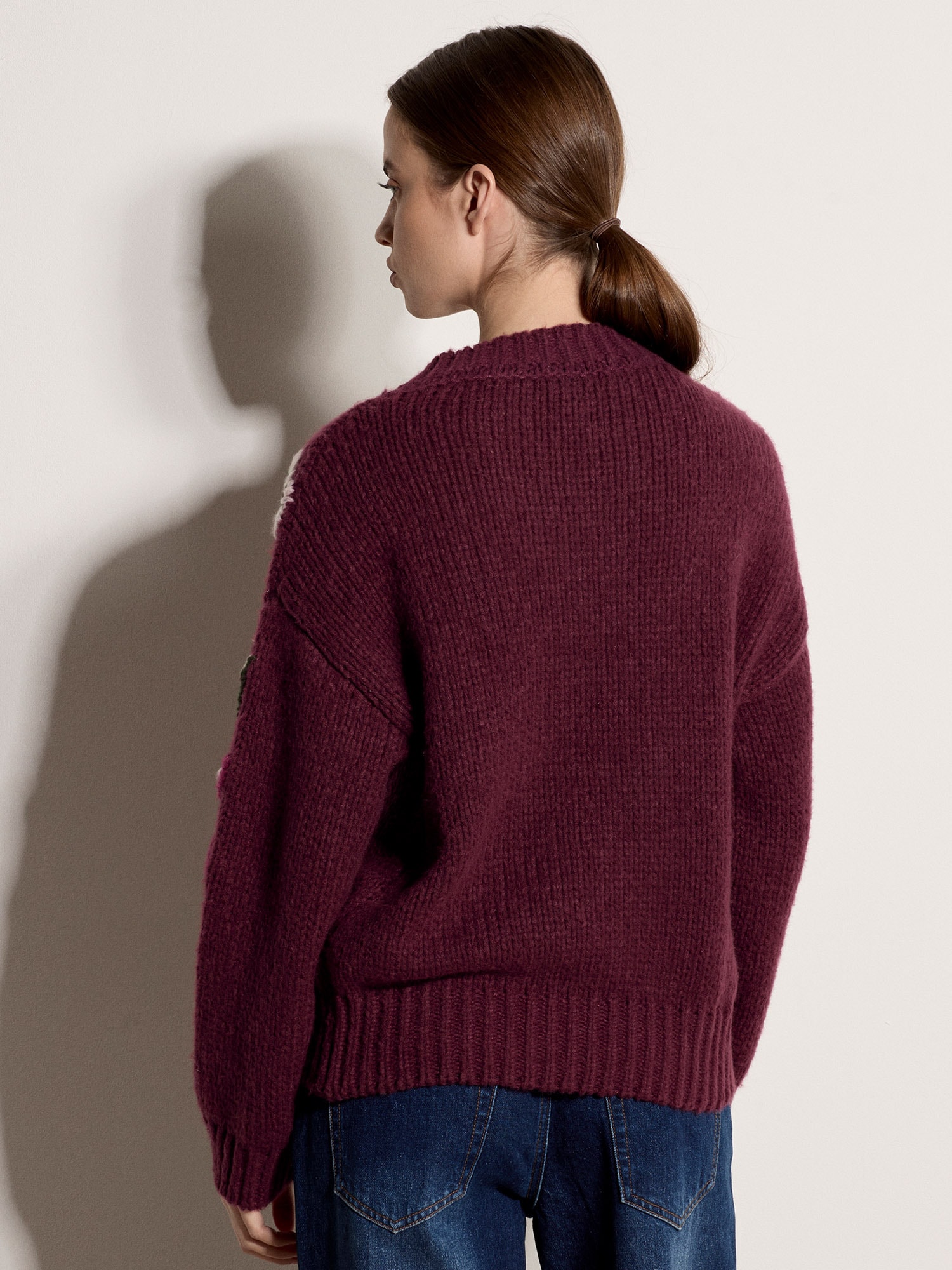 Apricot Rundhalspullover »Grobstrick Pullover« mit bestickten Blumenmustern