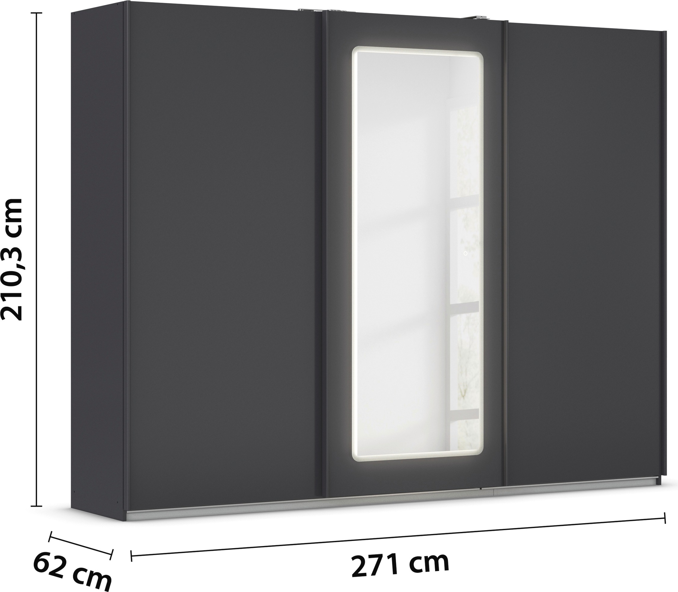 rauch Schwebetürenschrank »Kleiderschrank Schrank Garderobe Wäscheschrank ABRAXXAS«, mit Spiegel und integrierter dimmbarer LED-Beleuchtung MADE IN GERMANY