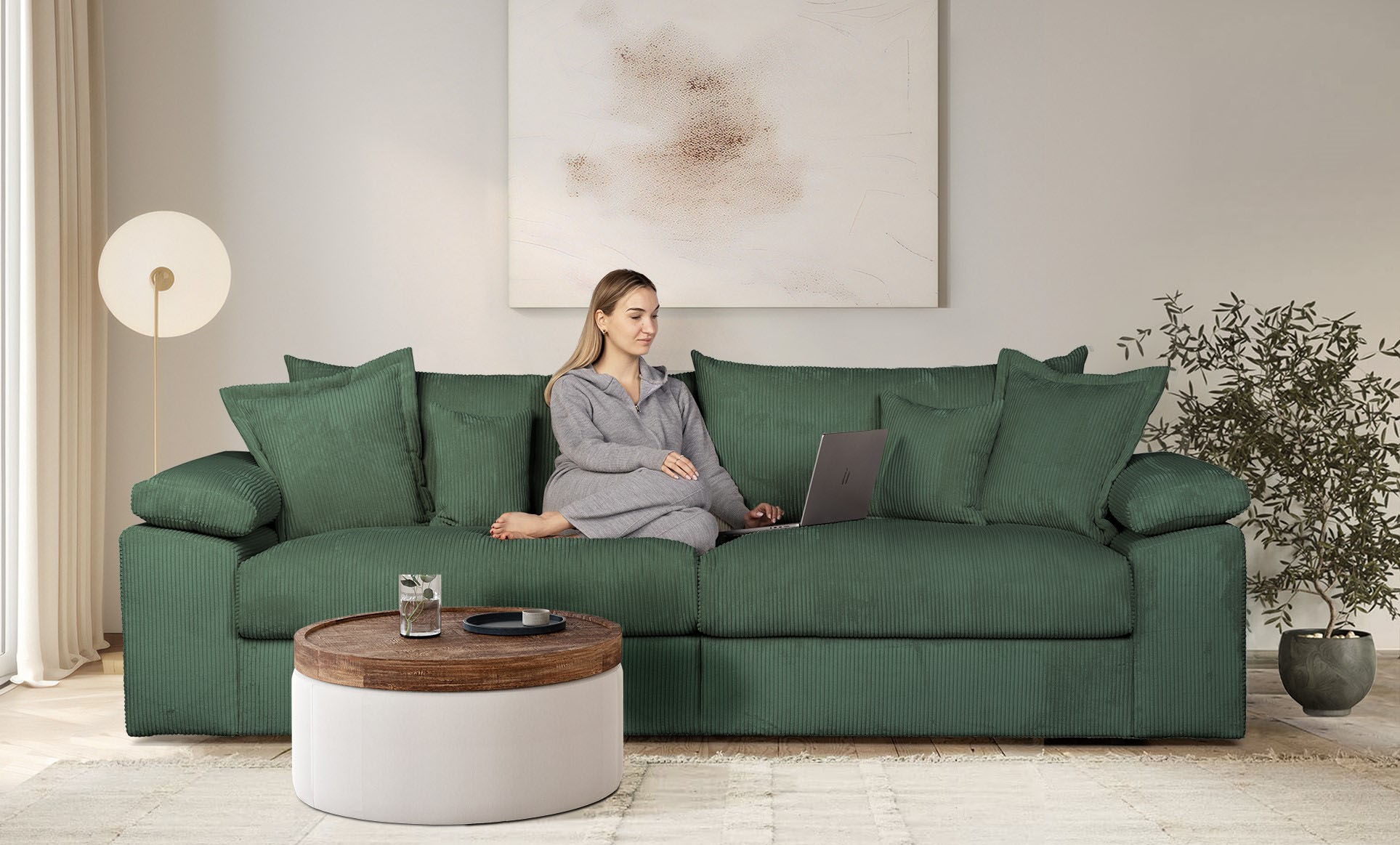 OTTO home "Soft&Cosy XL, B: 246 cm - OTTO. Verlässliche Qualität." Mega-Sofa, Cord oder Chenille-Struktur, mit Federkern & 4 Zierkissen
