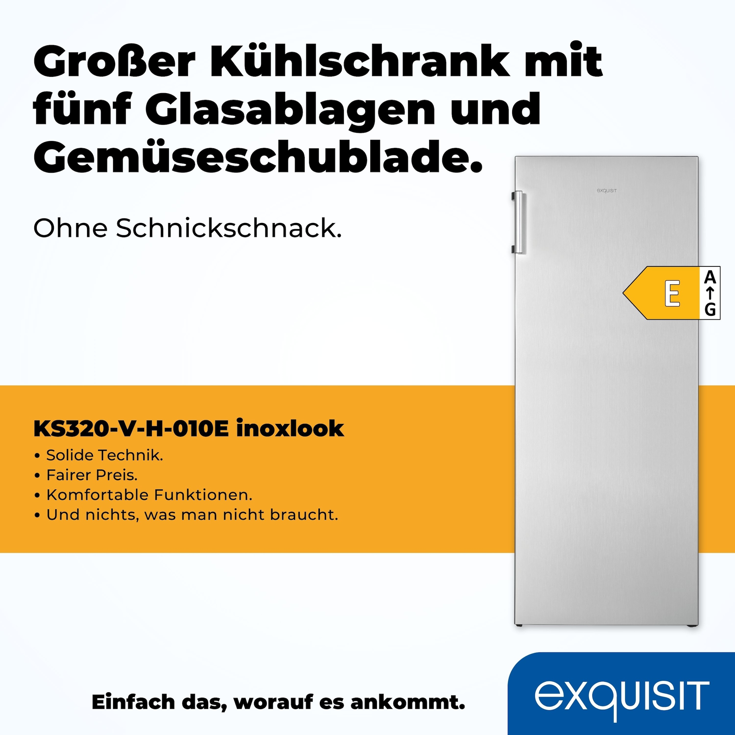 exquisit Vollraumkühlschrank »KS320-V-H-010E«, 242 L Volumen