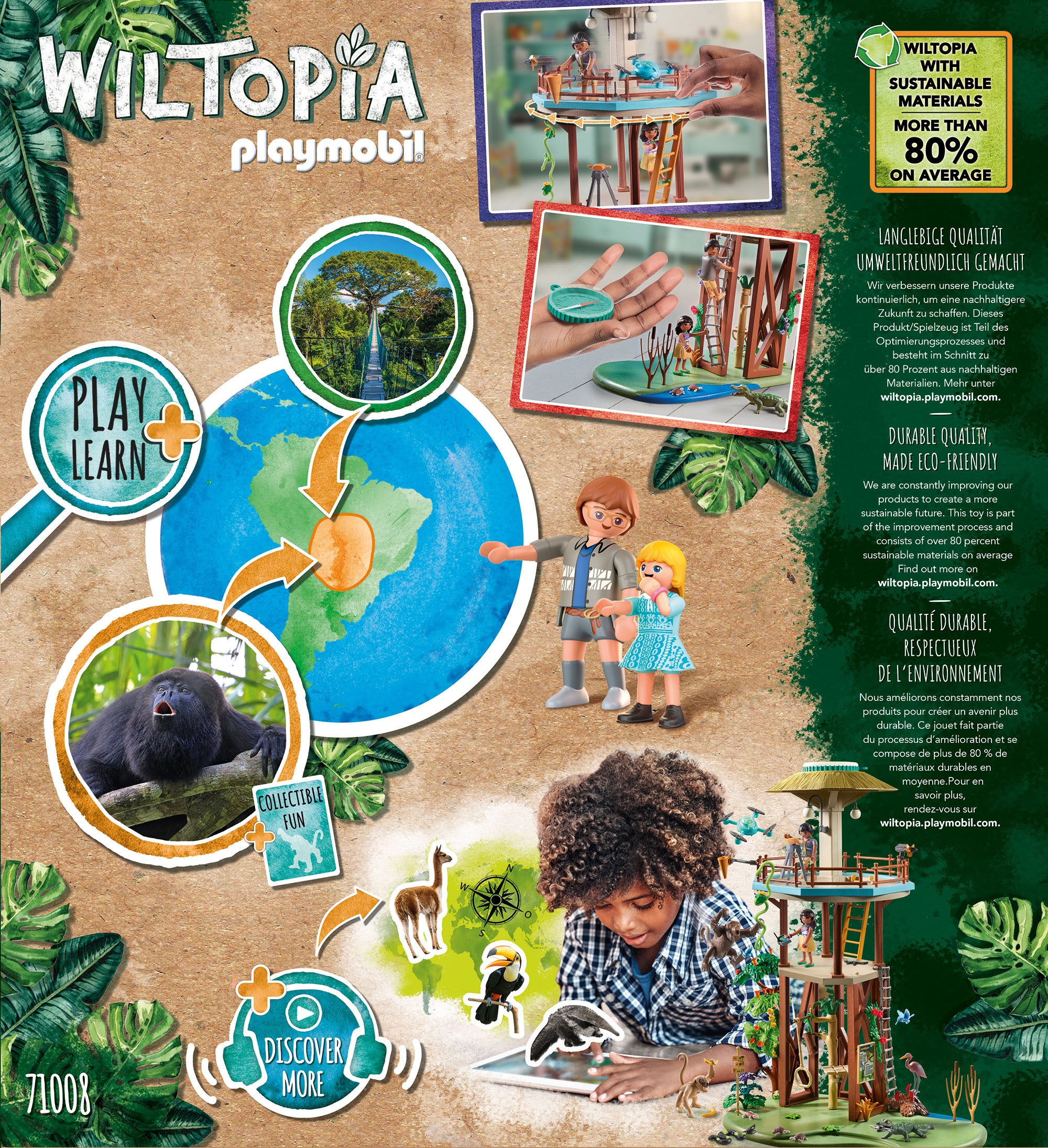 Playmobil® Konstruktions-Spielset »Wiltopia - Forschungsturm mit Kompass (71008), Wiltopia«, (203 St.), teilweise aus recyceltem Material; Made in Europe