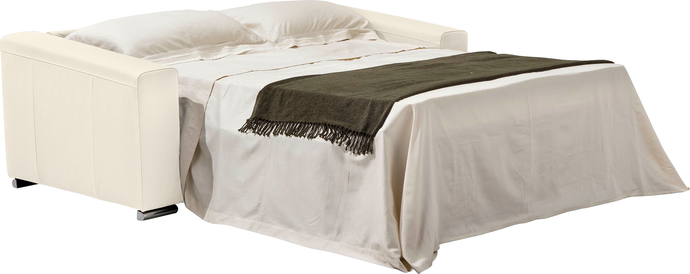 Schlafsofa EGOITALIANO "Cabiria, Design und super Sitz- und Liegekomfort", beige (cremeweiß), B:226cm H:97cm T:103cm, Leder »BULL« (echtes Rindsleder). Geschliffenes, pigmentiertes und behandeltes Rindsleder mit einer Dicke von 1, 3-1, 5 mm. Dieses Leder  3