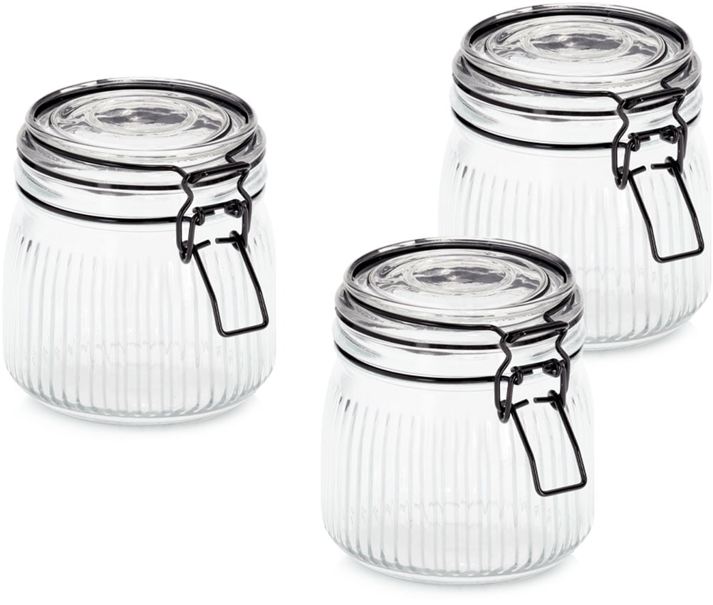 Zeller Present Vorratsglas "mit Bügelverschluss, 3-tlg." luftdicht, schützt vor Feuchtigkeit