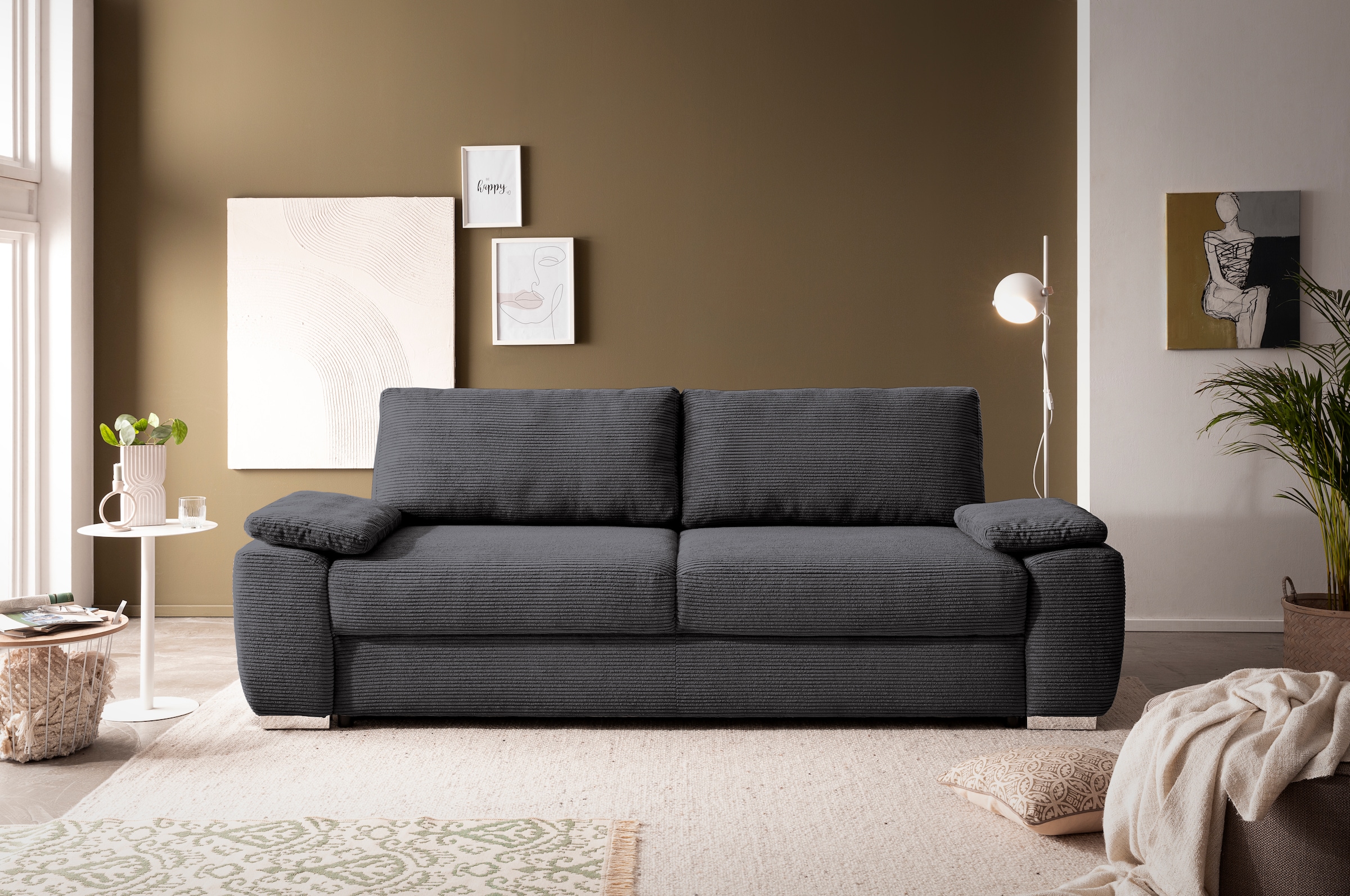 exxpo - sofa fashion 2-Sitzer »SOLSBURY, Sofa, Schlafsofa«, inkl. Federkern-Polsterung, Bettfunktion und Stauraum, in Cord