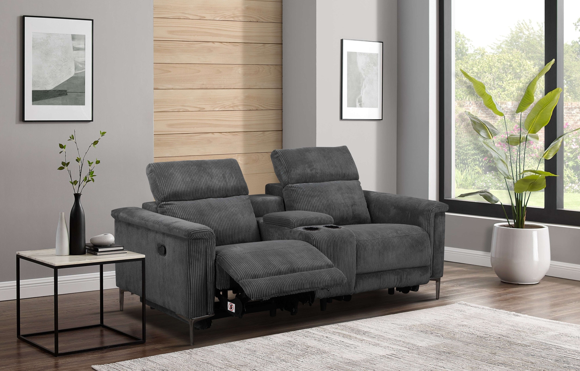 Places of Style 2-Sitzer »Lund in Cord, 2er-Kinosofa, TV-Sessel, Multimedia-Sofa, USB-A,«, m. elektrischer o. manueller Relaxfunktion, Getränkehalter u. Staufach