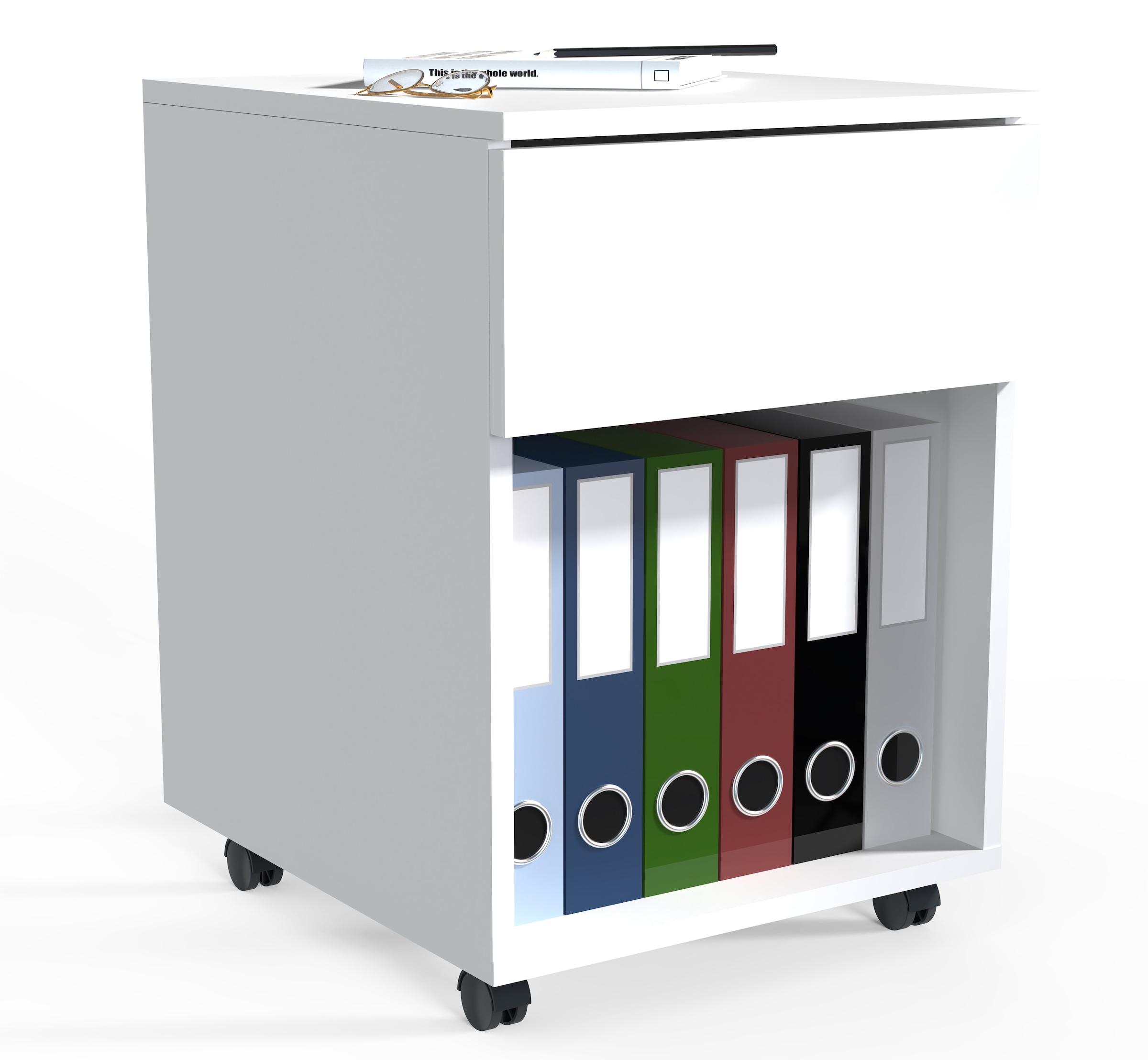 Container VCM, B:39cm, weiß, Obermaterial: 100% Holz Wood., Büro, Schränke, "Rollcontainer Bürocontainer Dalosa 1 Schublade"