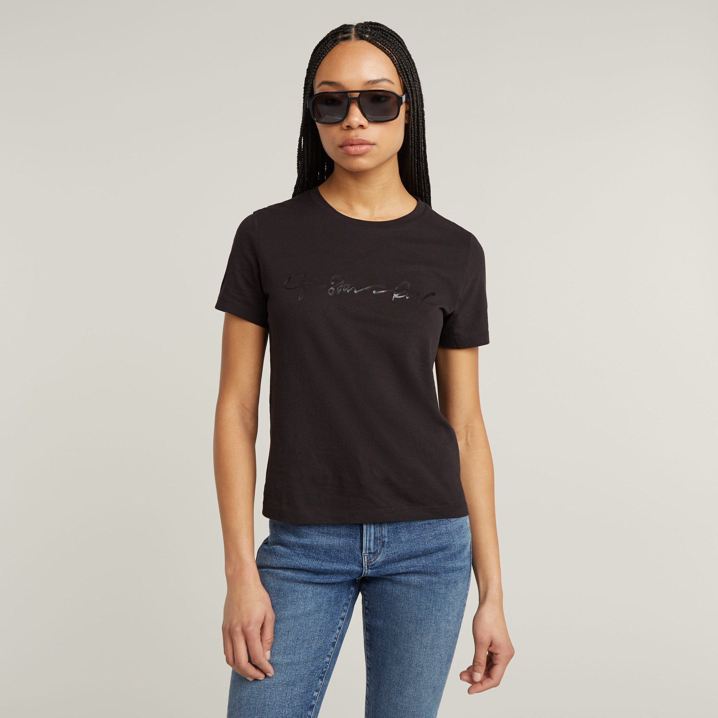 G-STAR T-Shirt "G-Script Shiny R", mit Ton-in-Ton Schriftzug günstig online kaufen