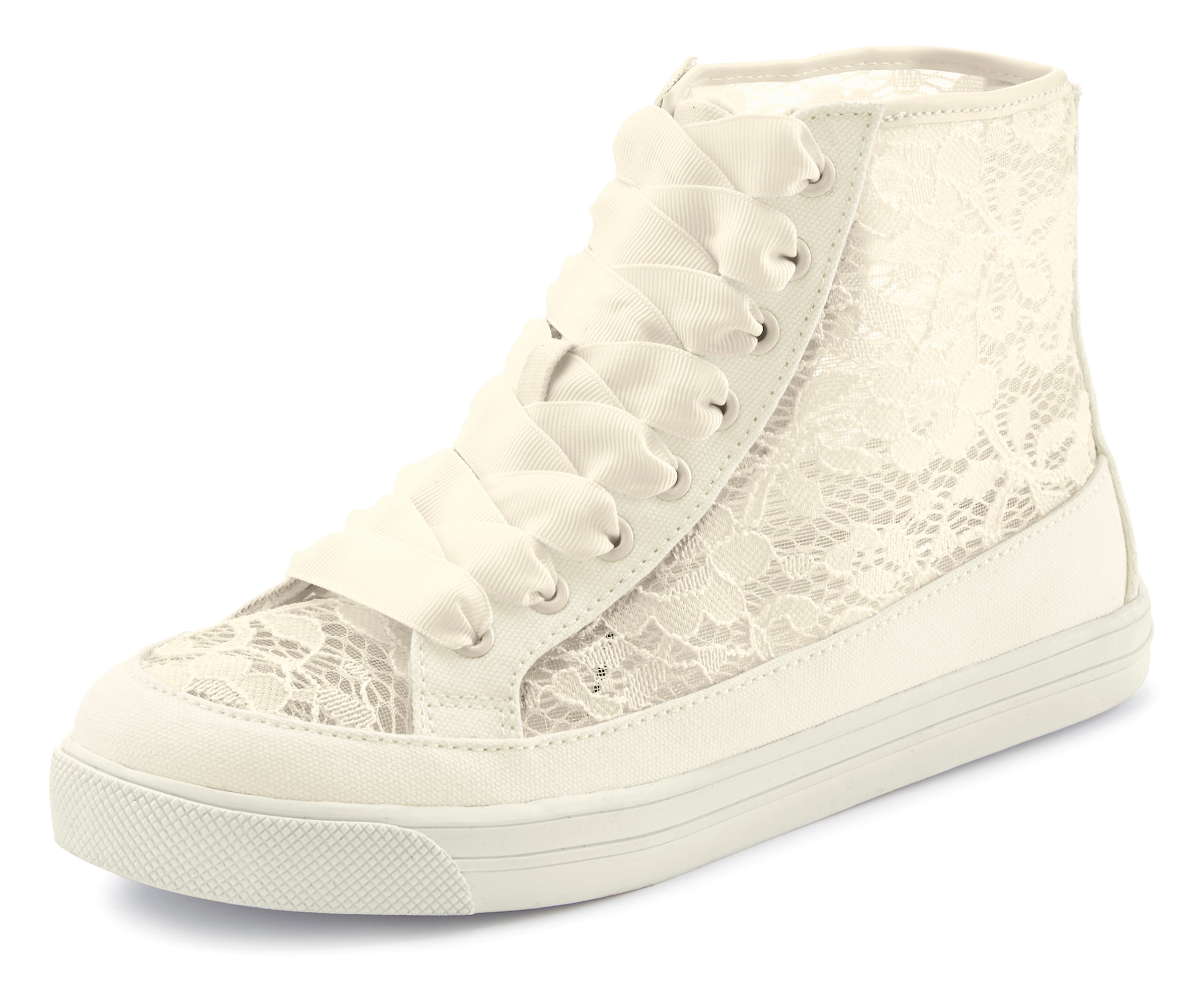 LASCANA Sneaker »Textilschuhe, Stoffschuhe, High-Top-Sneaker,«, aus Textil zum Schnüren VEGAN