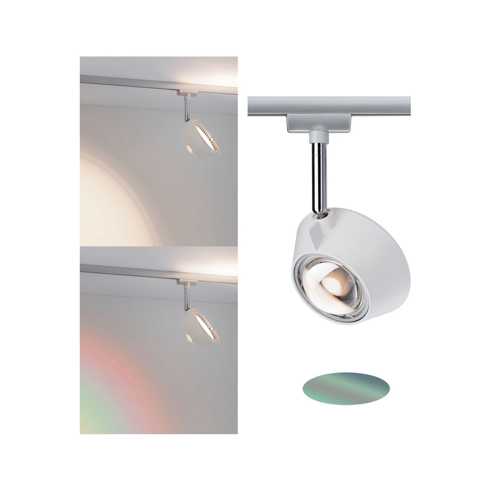 Paulmann Schienensystem-Leuchten »URail Schienenspot Sabik Einzelspot 2700K 230V Weiß matt, Chrom matt«, (1 tlg.), dimmbar 800lm/390lm 9W