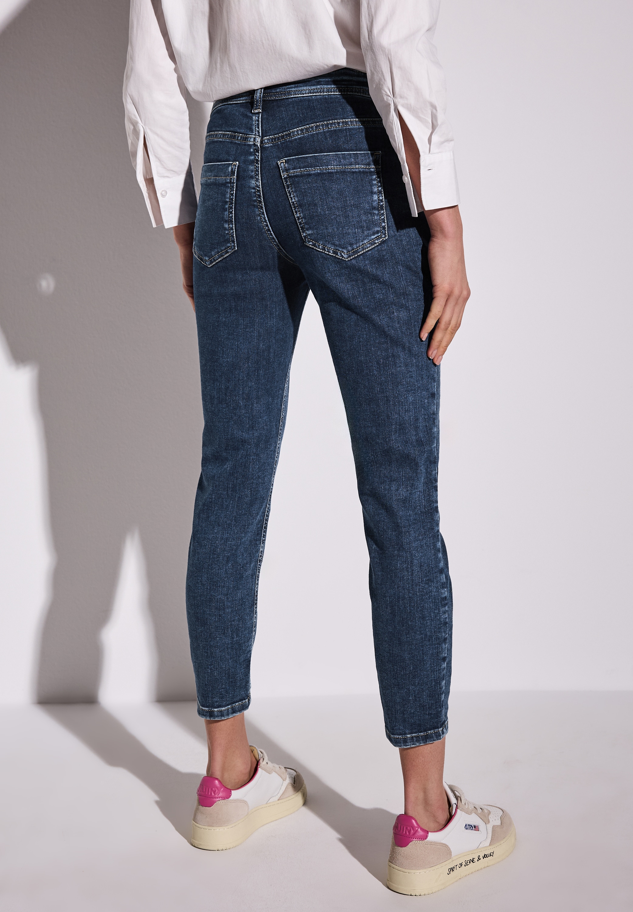 STREET ONE Siauri džinsai Middle Waist
