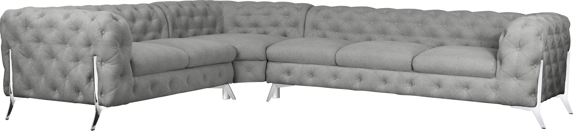 Leonique Chesterfield-Sofa "Amaury L-Form", großes Ecksofa, Chesterfield-Optik, Breite 323 cm, Fußfarbe wählbar