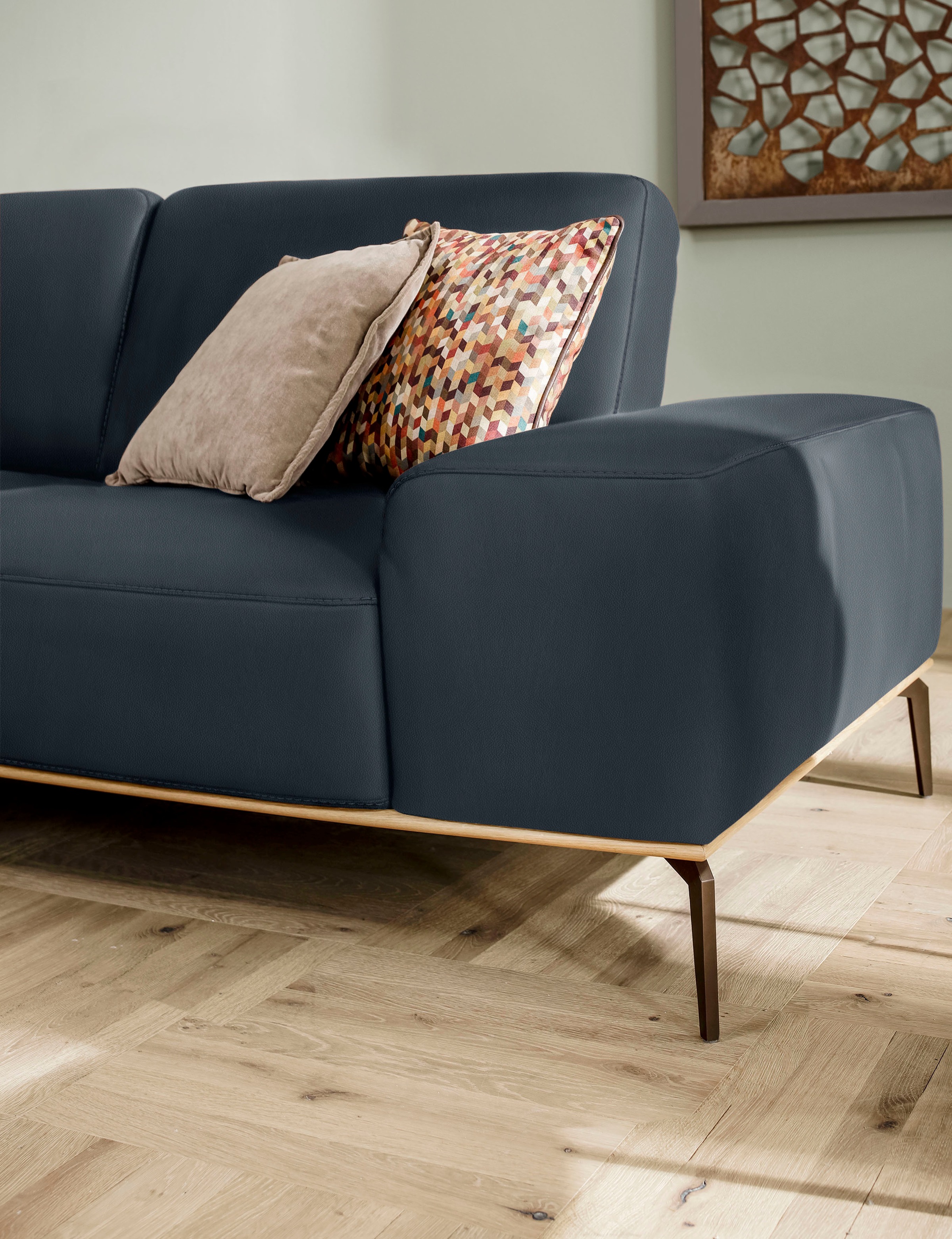 W.SCHILLIG Ecksofa »run, Designsofa mit tollem Sitzkomfort, bequem, L-Form«, mit Holzsockel, Füße in Bronze pulverbeschichtet, Breite 319 cm