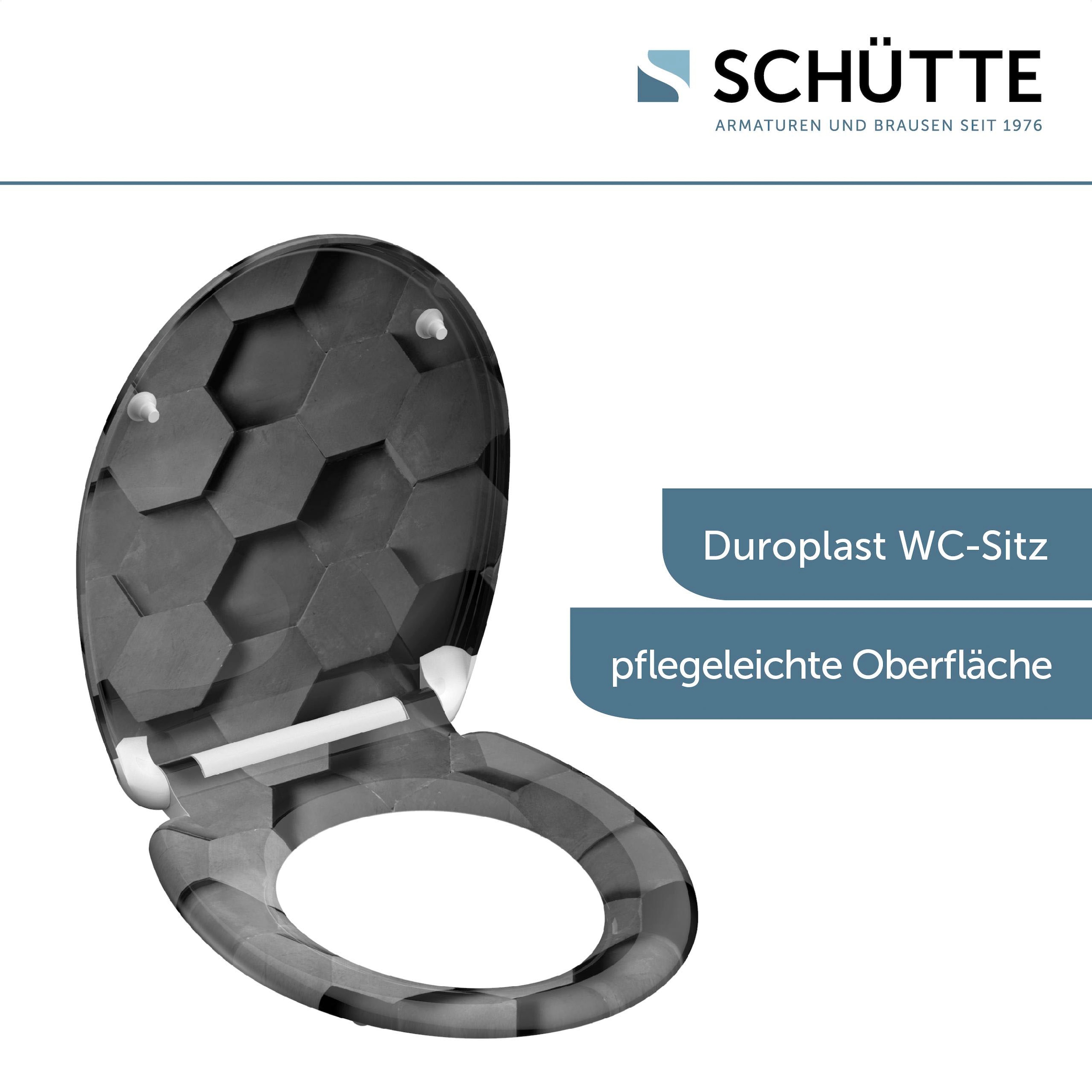 Schütte WC-Sitz »Grey Hexagons«, Duroplast, mit Absenkautomatik und Schnellverschluss