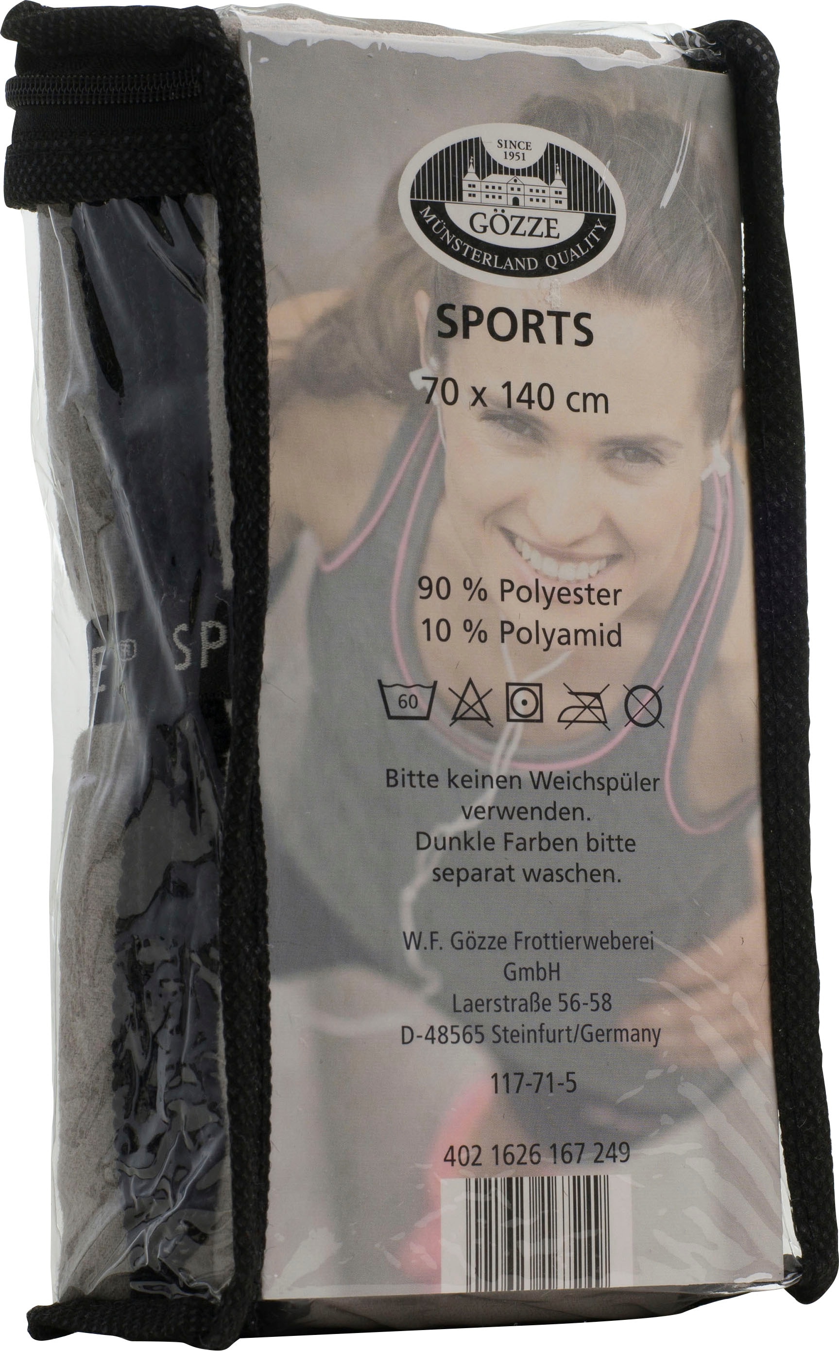 Gözze Badetuch »Sports by Gözze«, (1 St., Badetuch 110 x 175 cm), Sporthandtuch, Größe 110x175 cm, schnell trocknend durch Microfaser