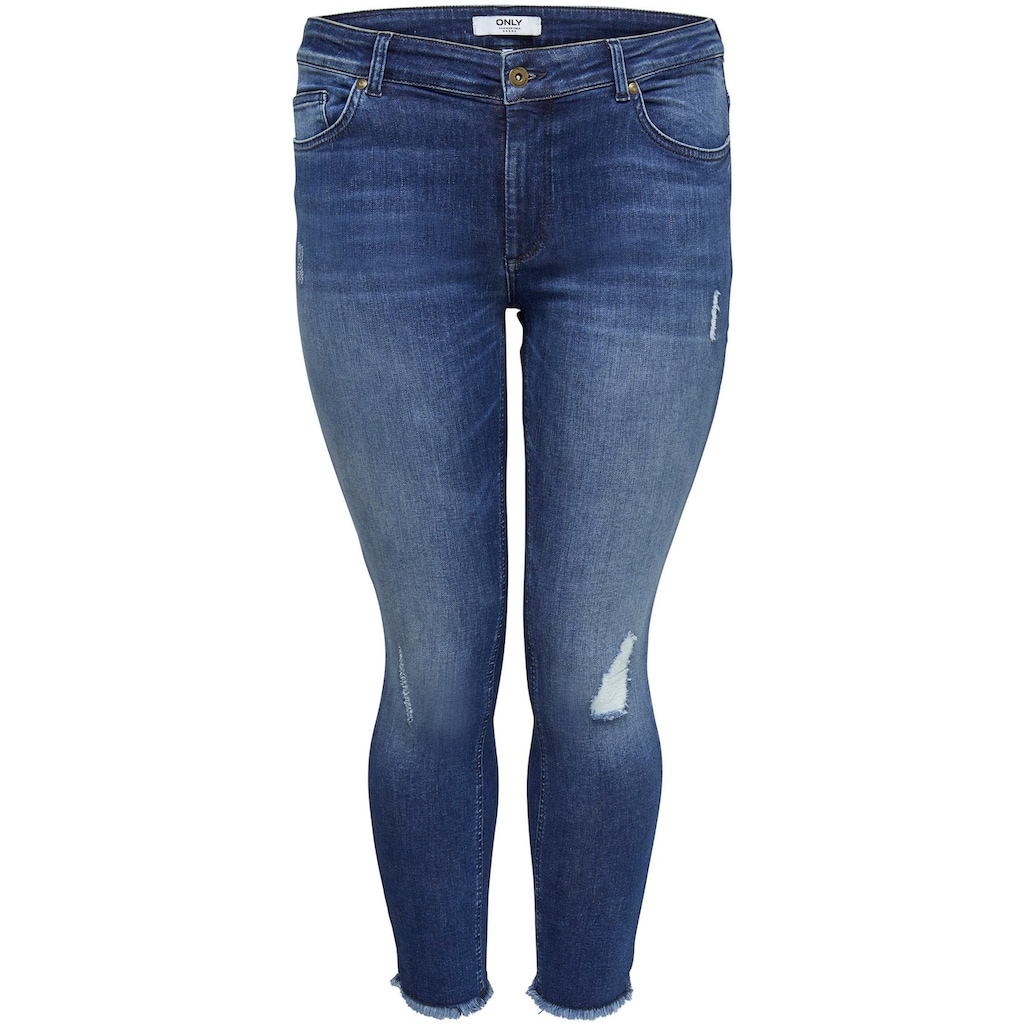 ONLY CARMAKOMA Skinny-fit-Jeans »CARWILLY REG SKINNY ANK JEANS«, mit Fransensaum