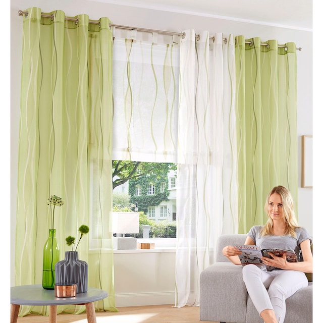 my home Raffrollo »Dimona«, mit Schlaufen, Transparent, Voile, Polyester |  BAUR