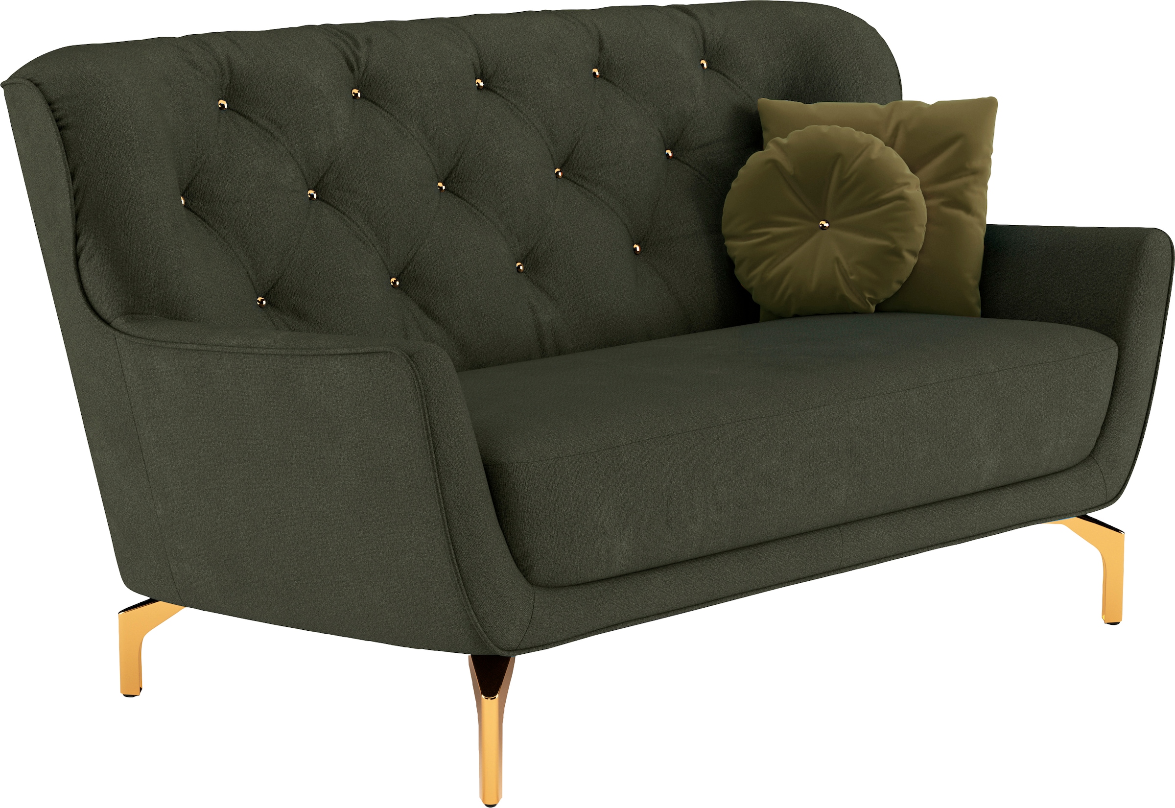 sit&more 2-Sitzer »Orient 3«, inkl. 2 Zierkissen mit Strass-Stein, goldfarbene Metallfüße