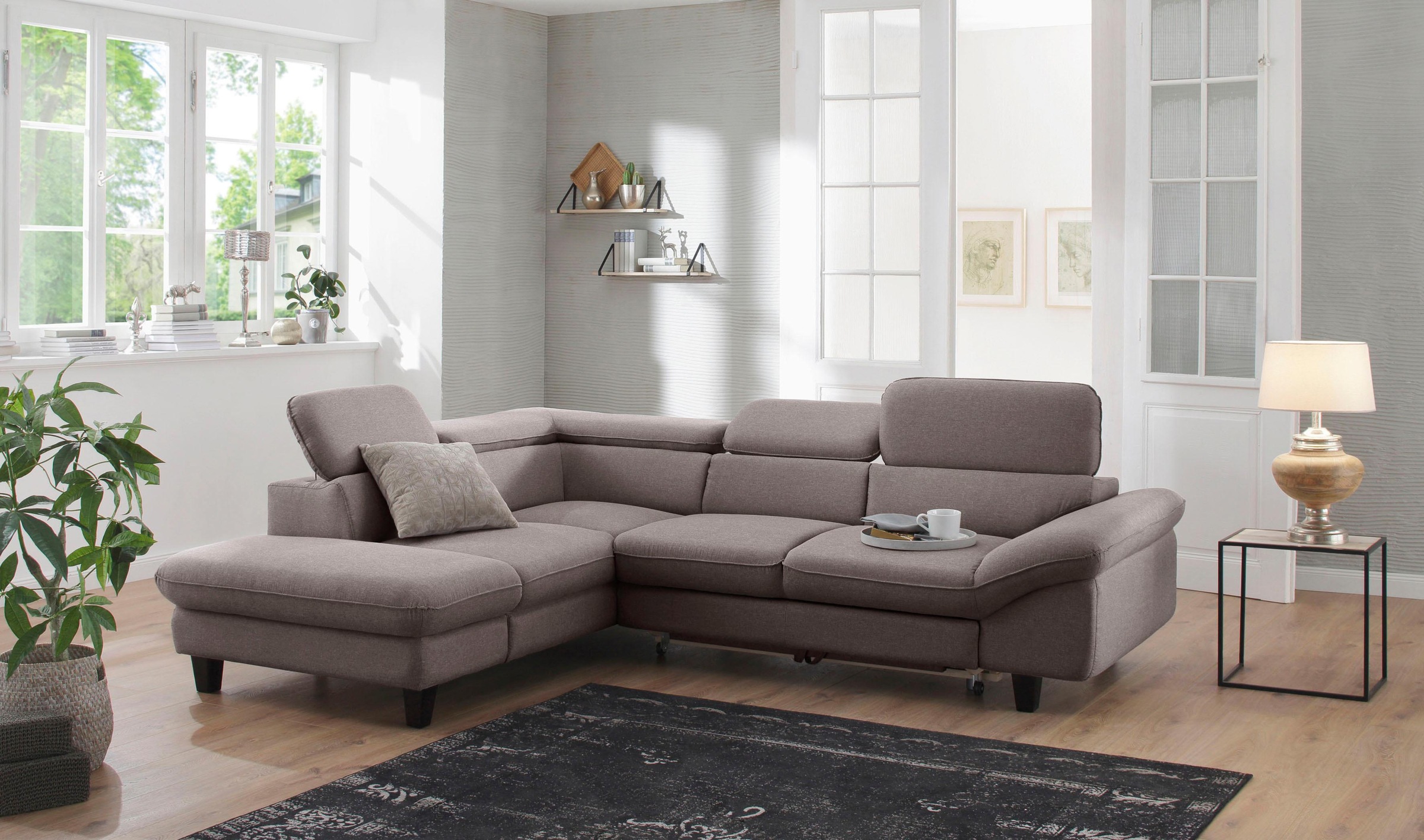 Home affaire Ecksofa »Pilot L-Form«, mit Kopfteilverstellung, optional Bettfunktion und Bettkasten