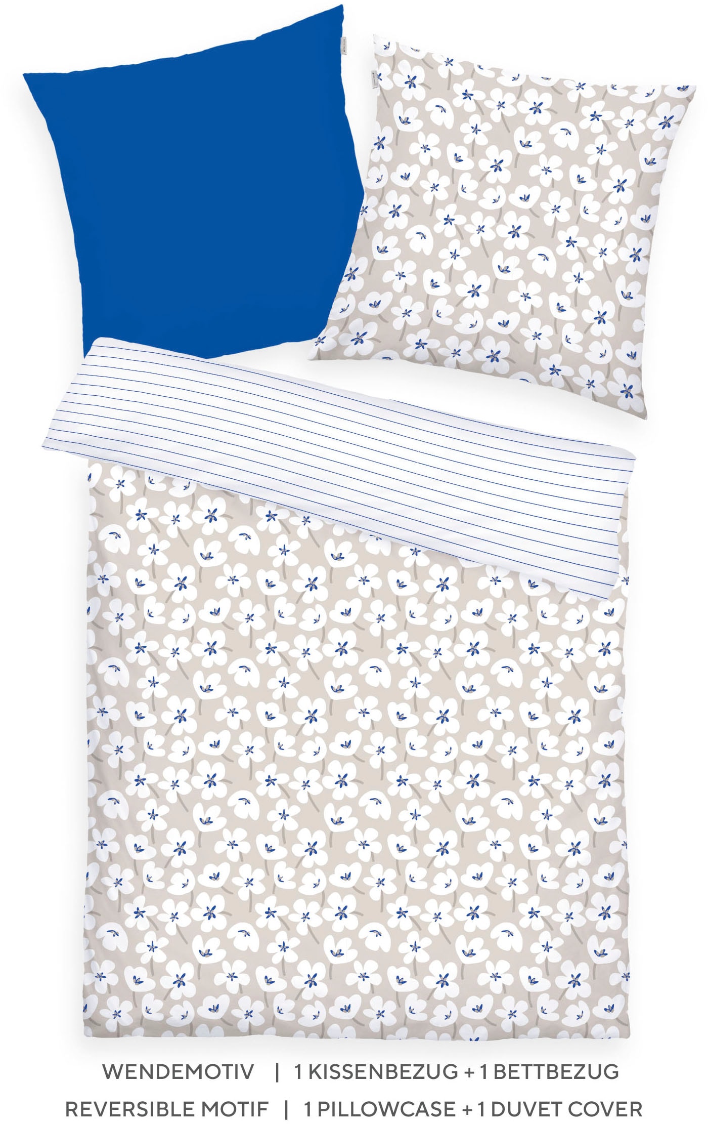 TOM TAILOR HOME "FRESH FLOWERS 135x200cm, 155x220cm oder 200x220cm" 2 Stk. new bedroom, mit farbigem Markenreißverschluss