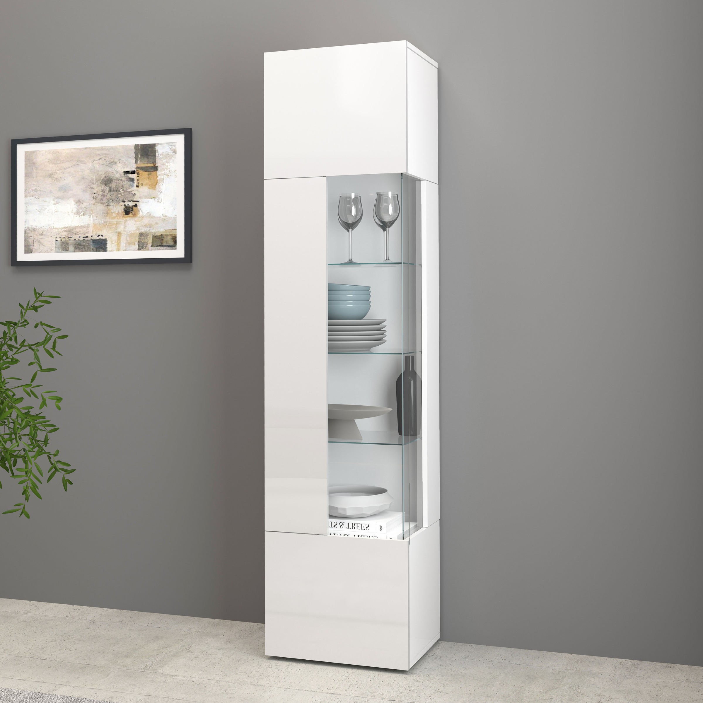 INOSIGN Vitrine »Egypt«, komplett hochglanz lackiert, 1 Glastür mit 3 Glasböden