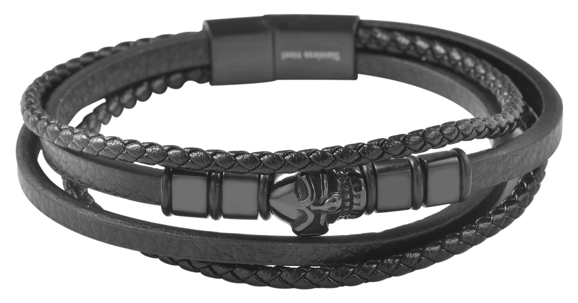 Adelia´s Armband »Armband – Lederarmband Totenkopf aus Leder 19 cm« Geschenkidee: zeitlos und vielseitig