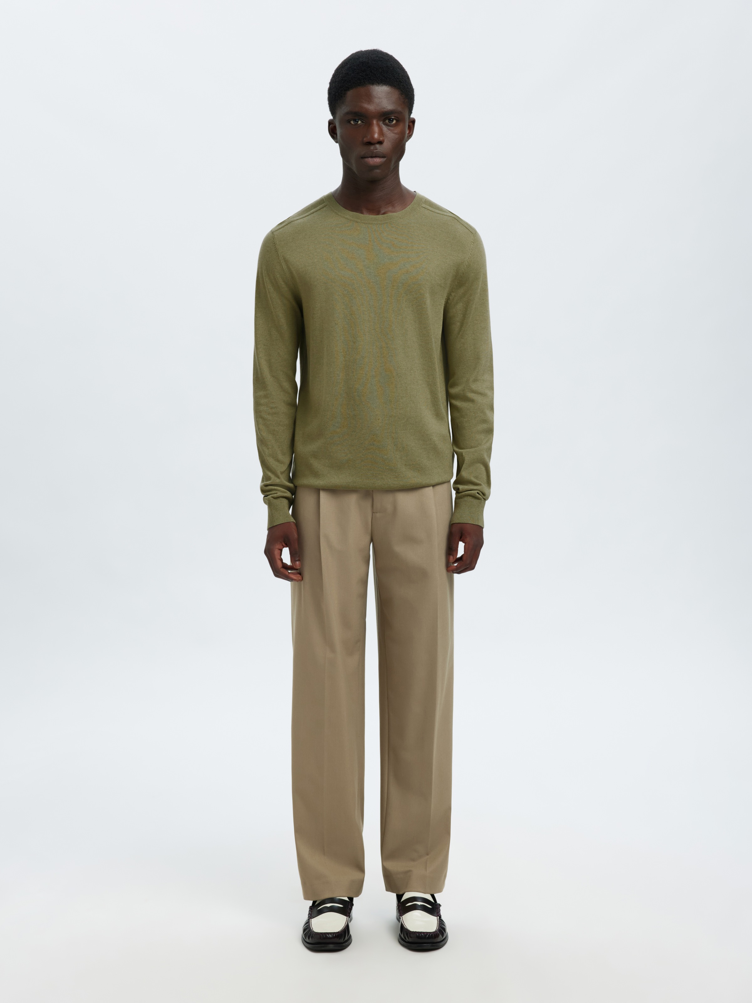 SELECTED Rundhalspullover »SLHBERG CREW NECK NOOS« Baumwolle, regular fit