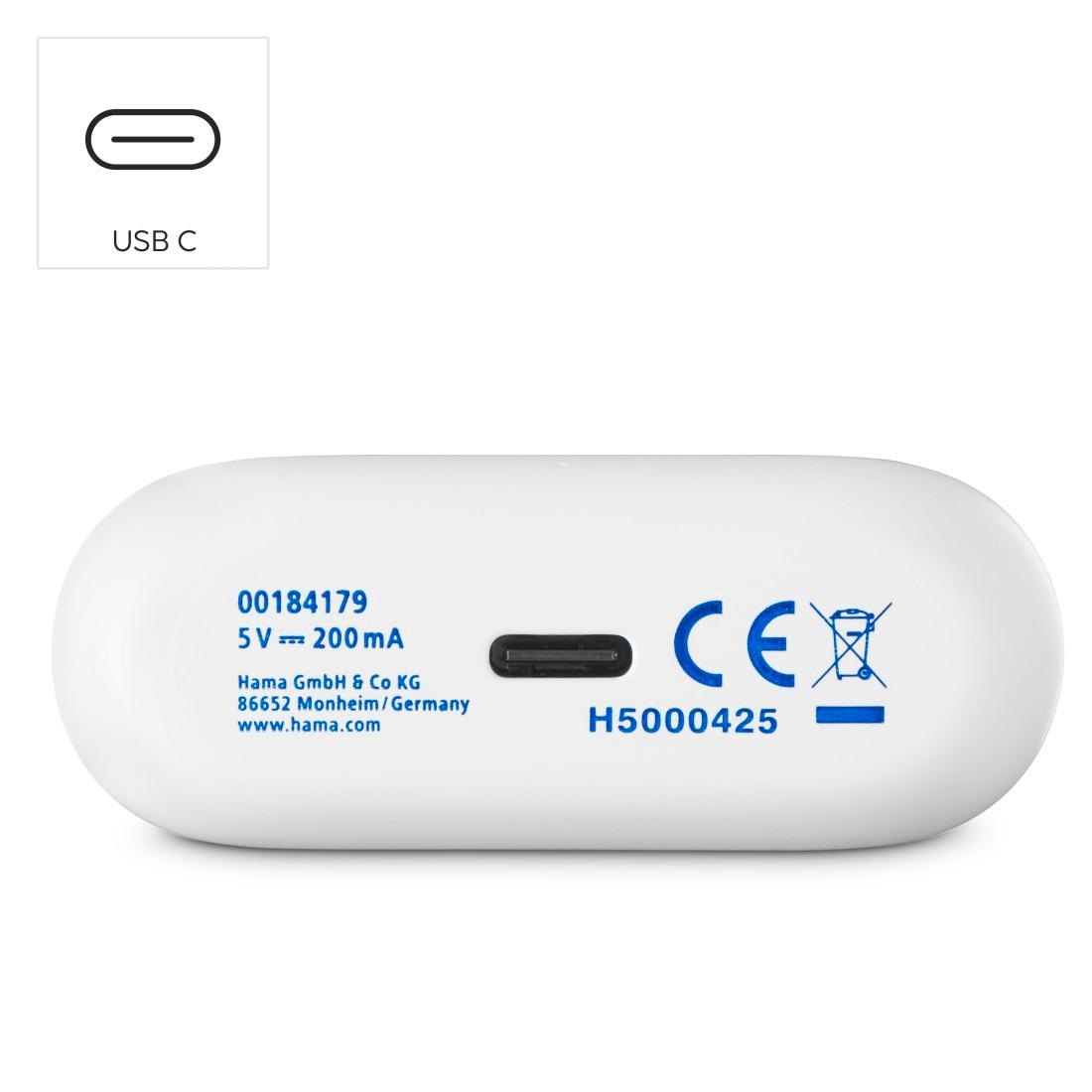 Hama Bluetooth-Kopfhörer (TWS, Headphones, kabellos, In-Ear, ANC, ENC, App), A2DP Bluetooth-AVRCP Bluetooth-HFP-HSP, Active Noise Cancelling (ANC)-Freisprechfunktion-LED Ladestandsanzeige-Noise-Reduction-Sprachsteuerung-True Wireless