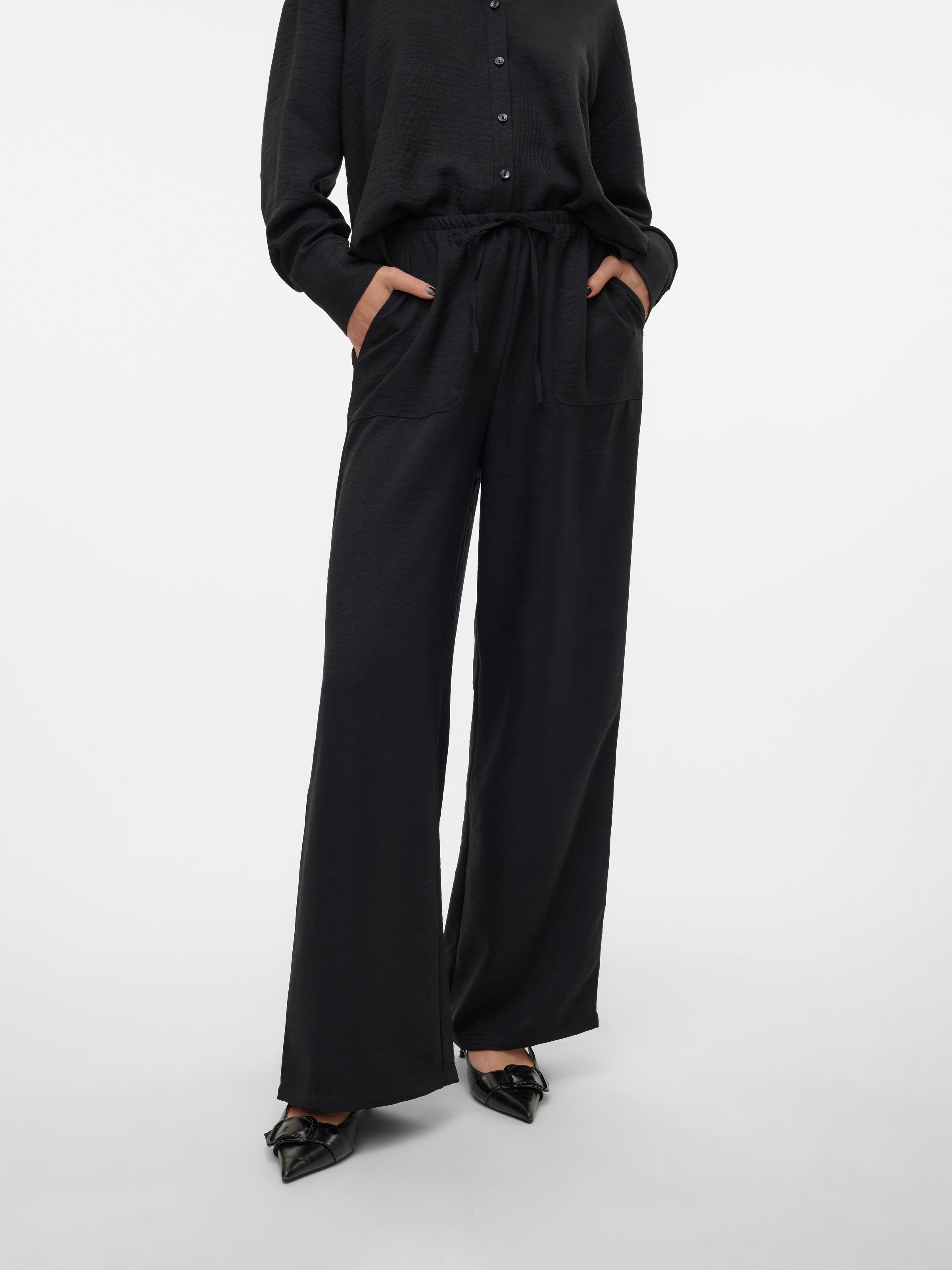 Vero Moda Schlupfhose "VMMELANEY HW LOOSE PANT WVN GA NOOS" Kunstfaser, loo günstig online kaufen