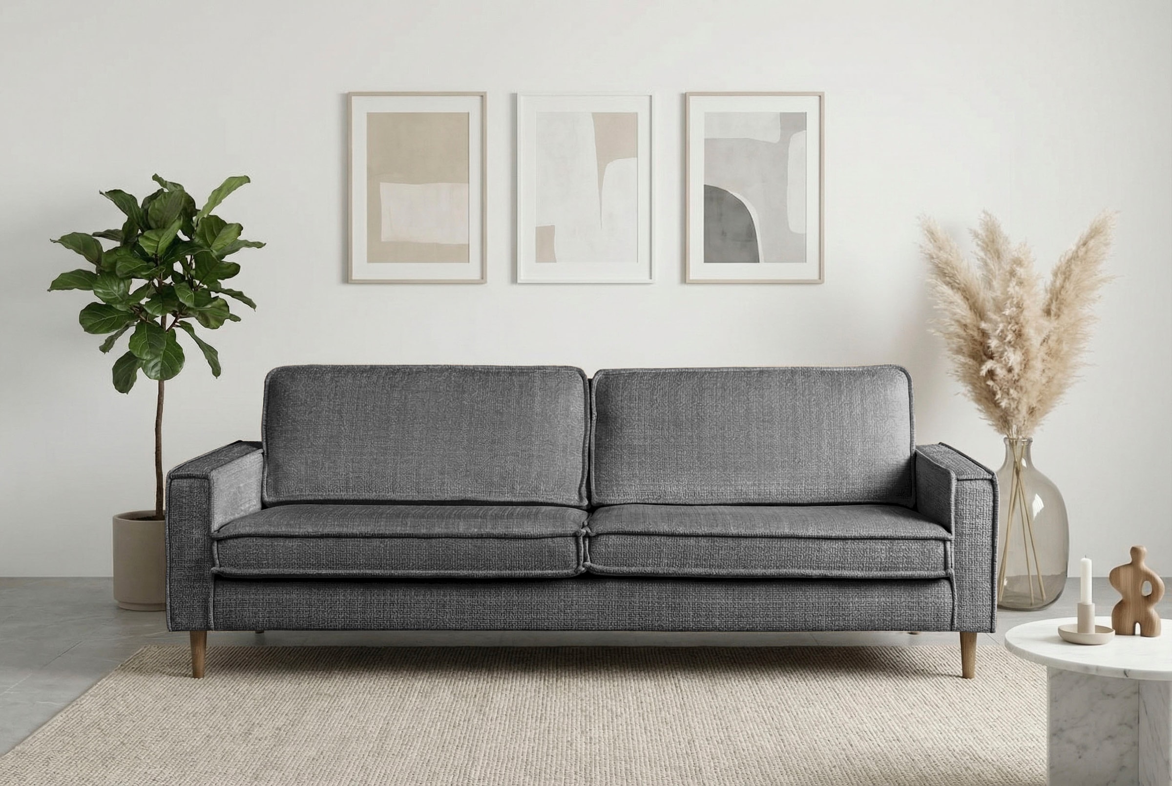 3-Sitzer HOME AFFAIRE, B:236cm H:89cm T:97cmdunkelgrau, 100% Polyester, Sofas, "Pinto Skandi,Maxi-Ausführung, 236 cm, Chenille, Struktur", mit Keder,
