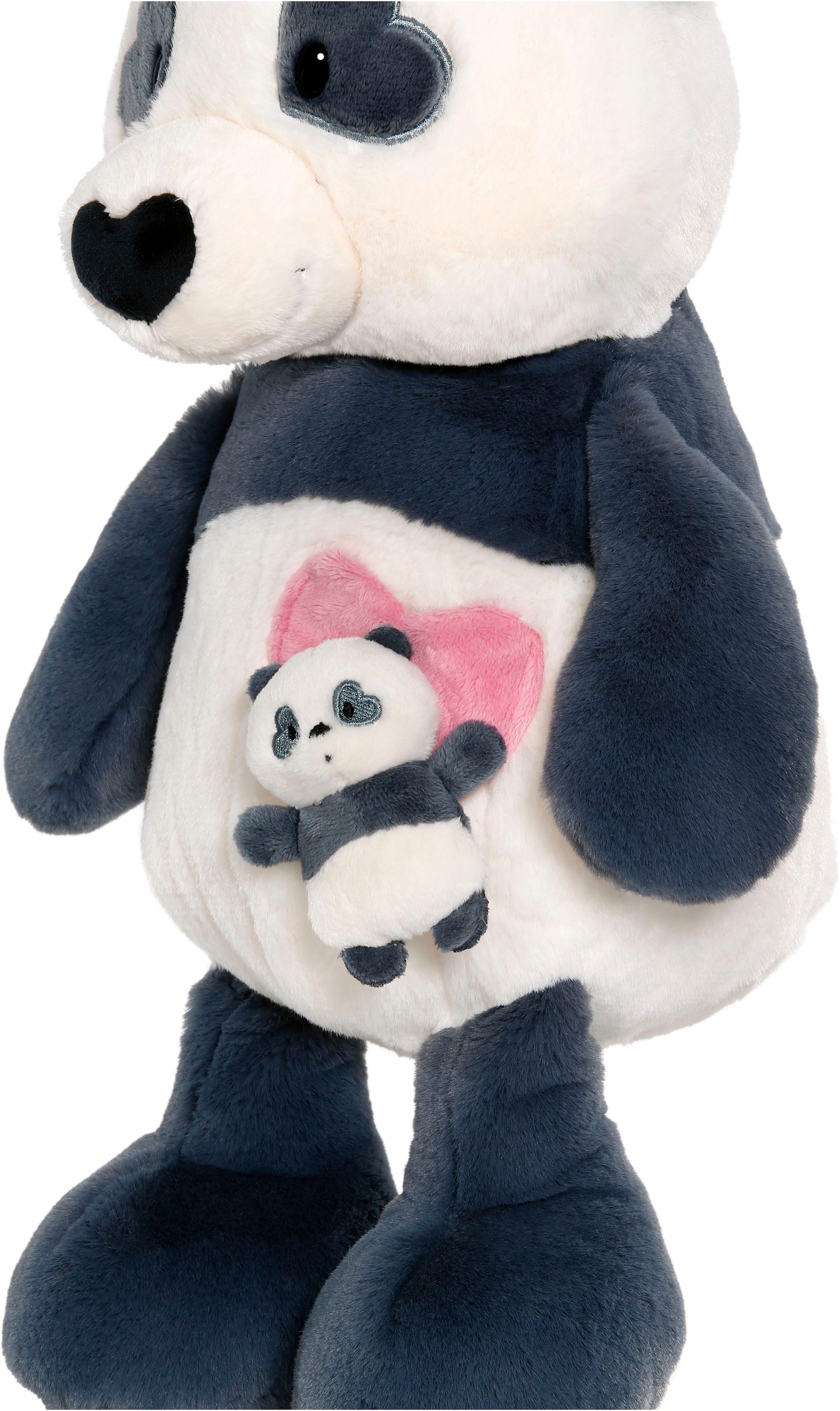 Nici Kuscheltier »Love, Panda, 40 cm, mit Herztasche und Baby-Panda schlenkernd«, schlenkernd; enthält recyceltes Material (Global Recycled Standard)