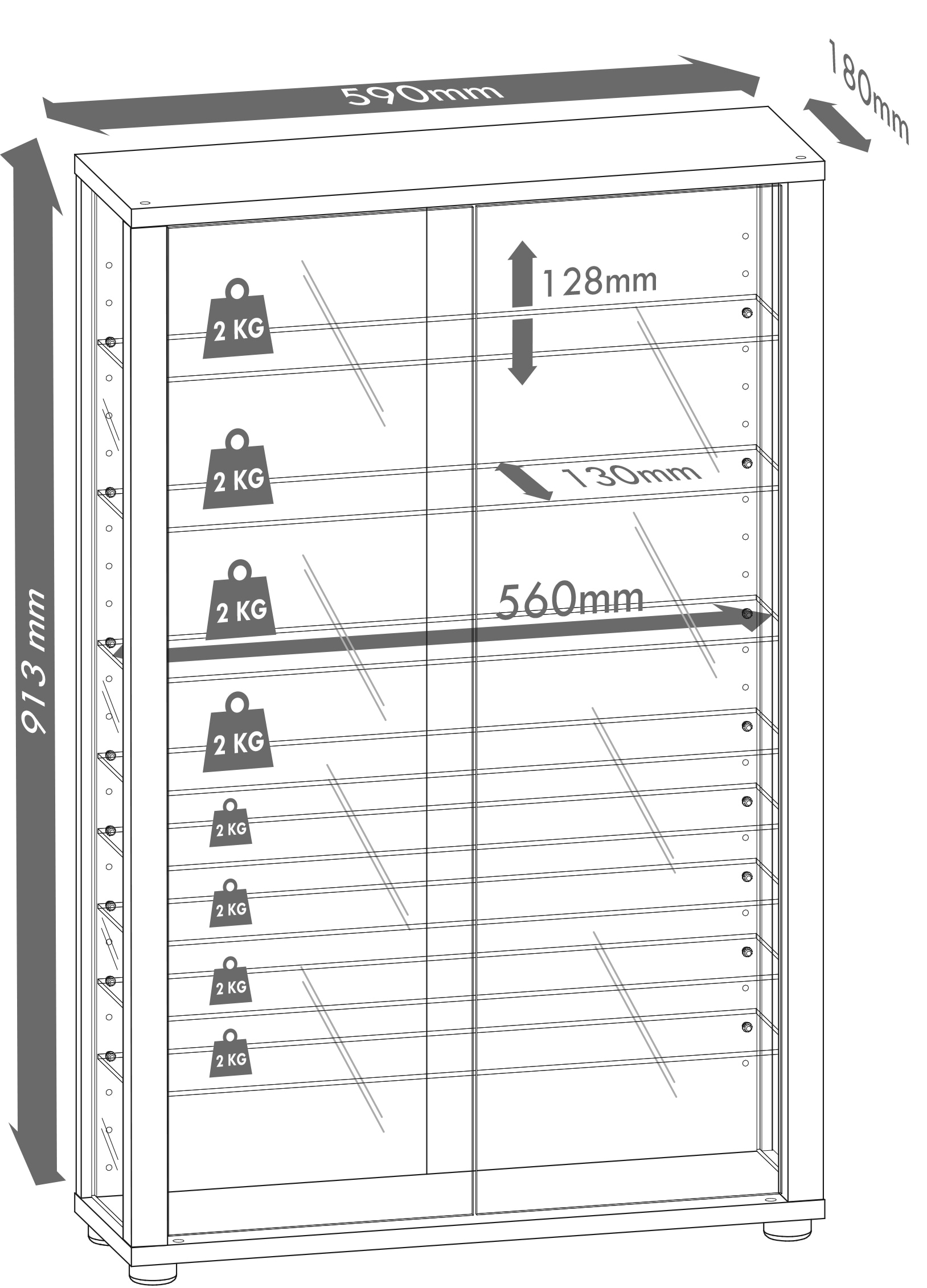 VCM Wandregal »VCM Glasvitrine hängend | Vitrine Glas mit ESG-Sicherheitsglas | Maße: H. 91 x B. 59 x T. 18 cm | Hängevitrine Glas | Modern und platzsparend | Glas Vitrinenschrank - Vitrosa Mini«