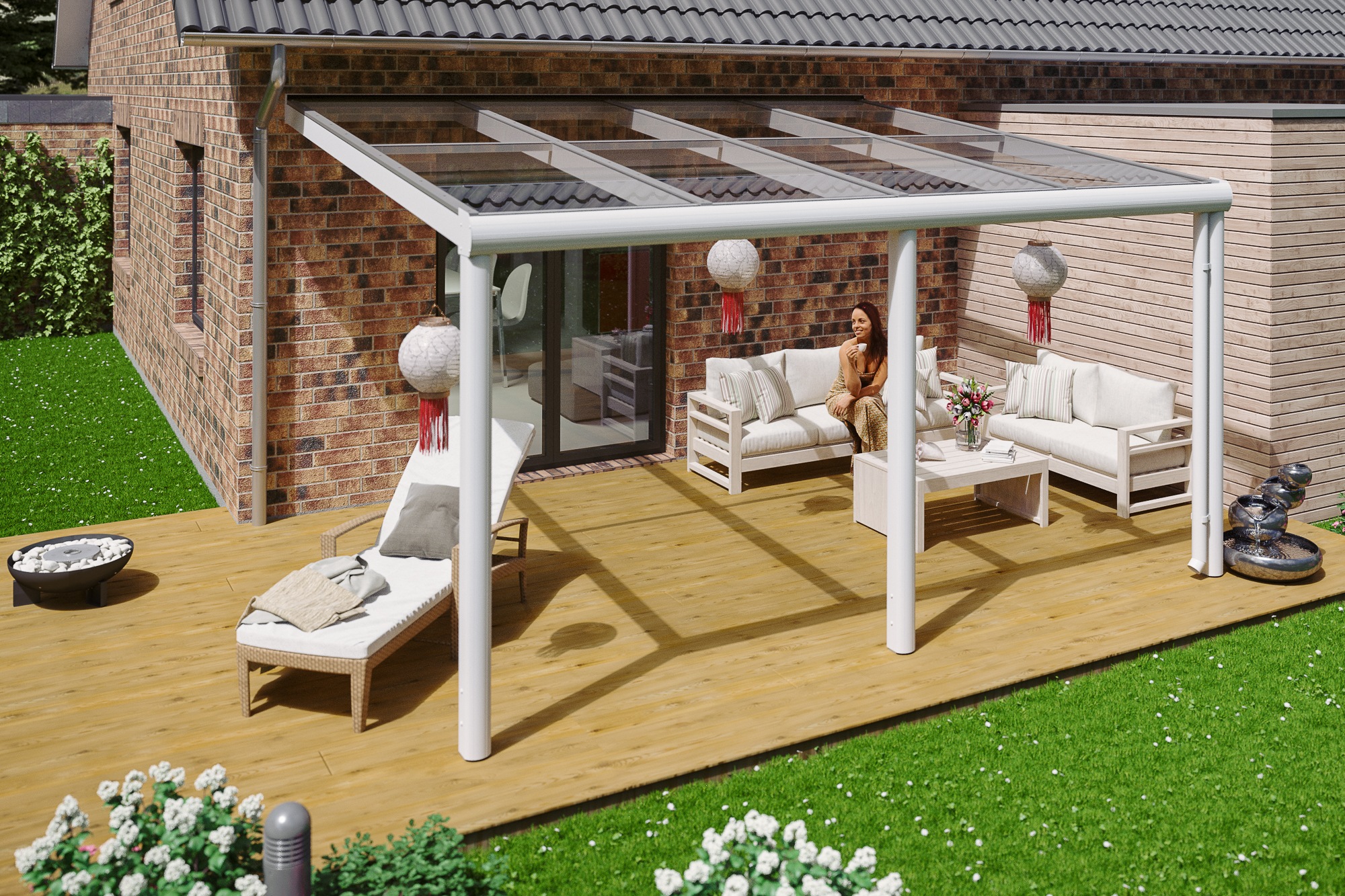 Skanholz Terrassendach »Monza«, Bedachung Verbund-Sicherheits-Glas, Aluminium