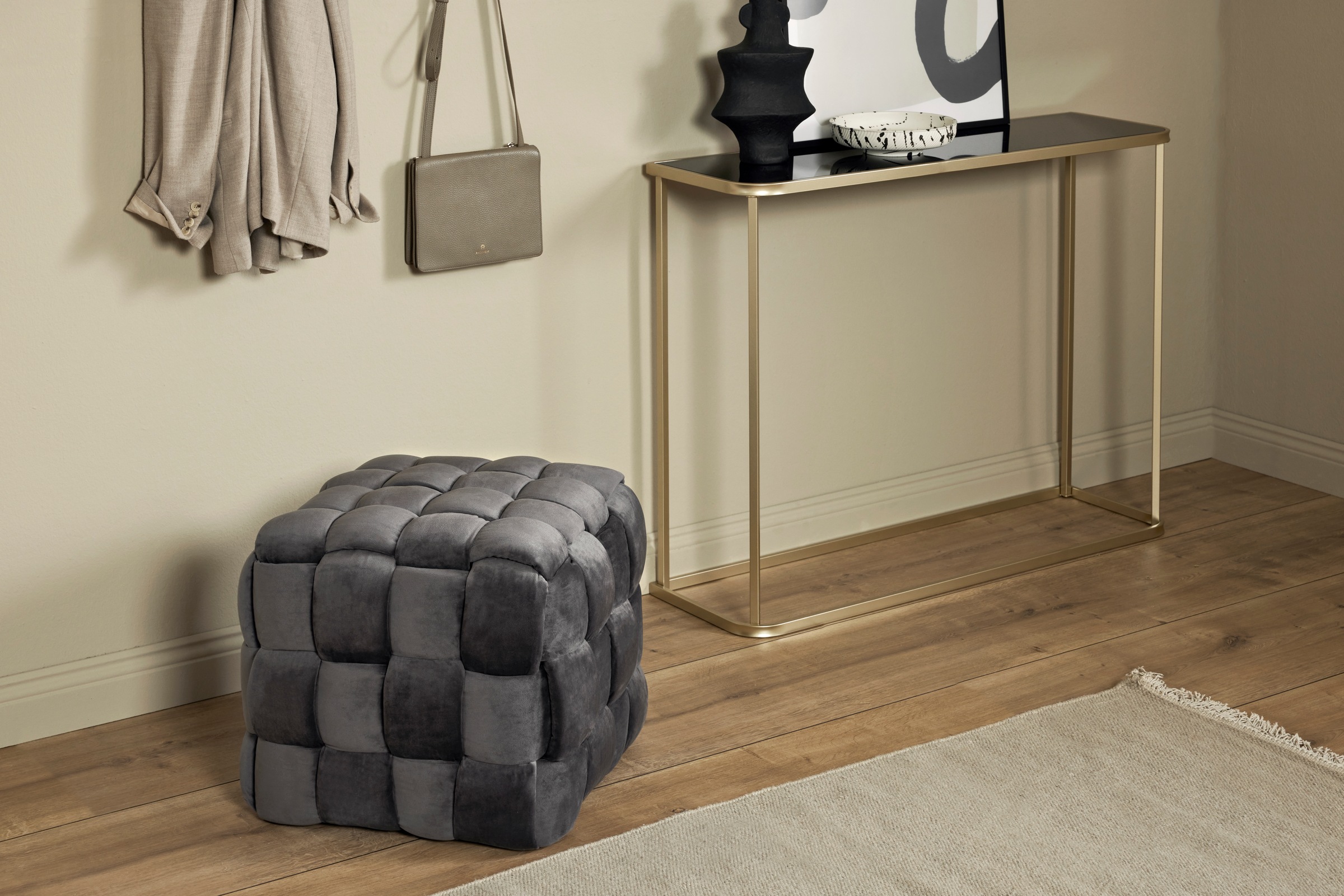 Jahnke "WEB ART S" Hocker, Couchtisch, Beistelltisch gepolstert in edler Fl günstig online kaufen