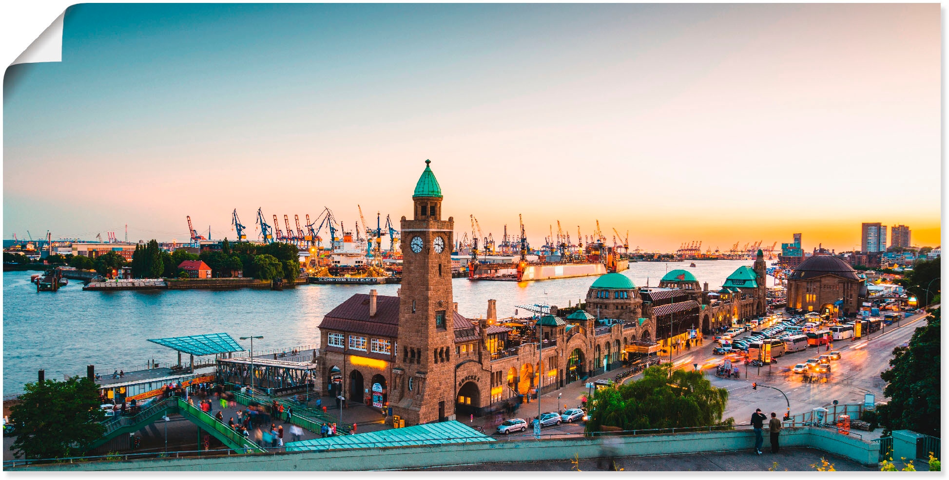 Wandbild »Hamburg Hafen und Landungsbrücken«, Deutschland, (1 St.), als Alubild,...