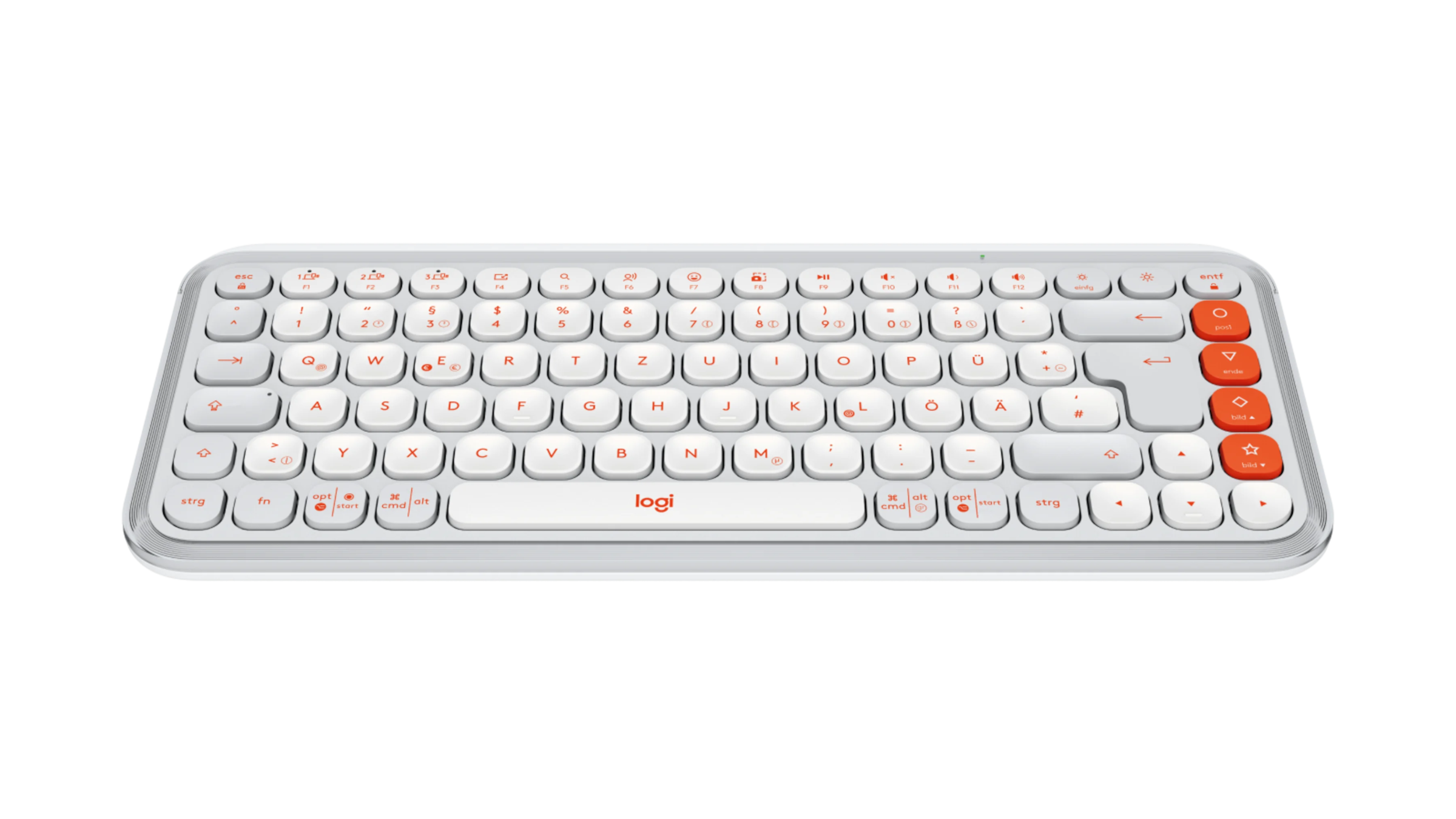 Logitech Gaming-Tastatur »POP ICON KEYS - OFF WHITE - DEU - CENTRAL-419«, Hergestellt aus recyceltem Kunststoff